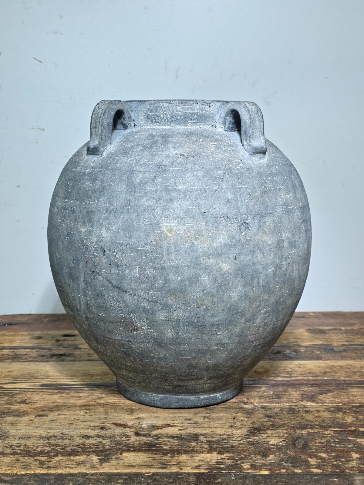 Large 13" Charcoal Terracotta Clay Pot – Amphora Style 4-Handle Garden Planter