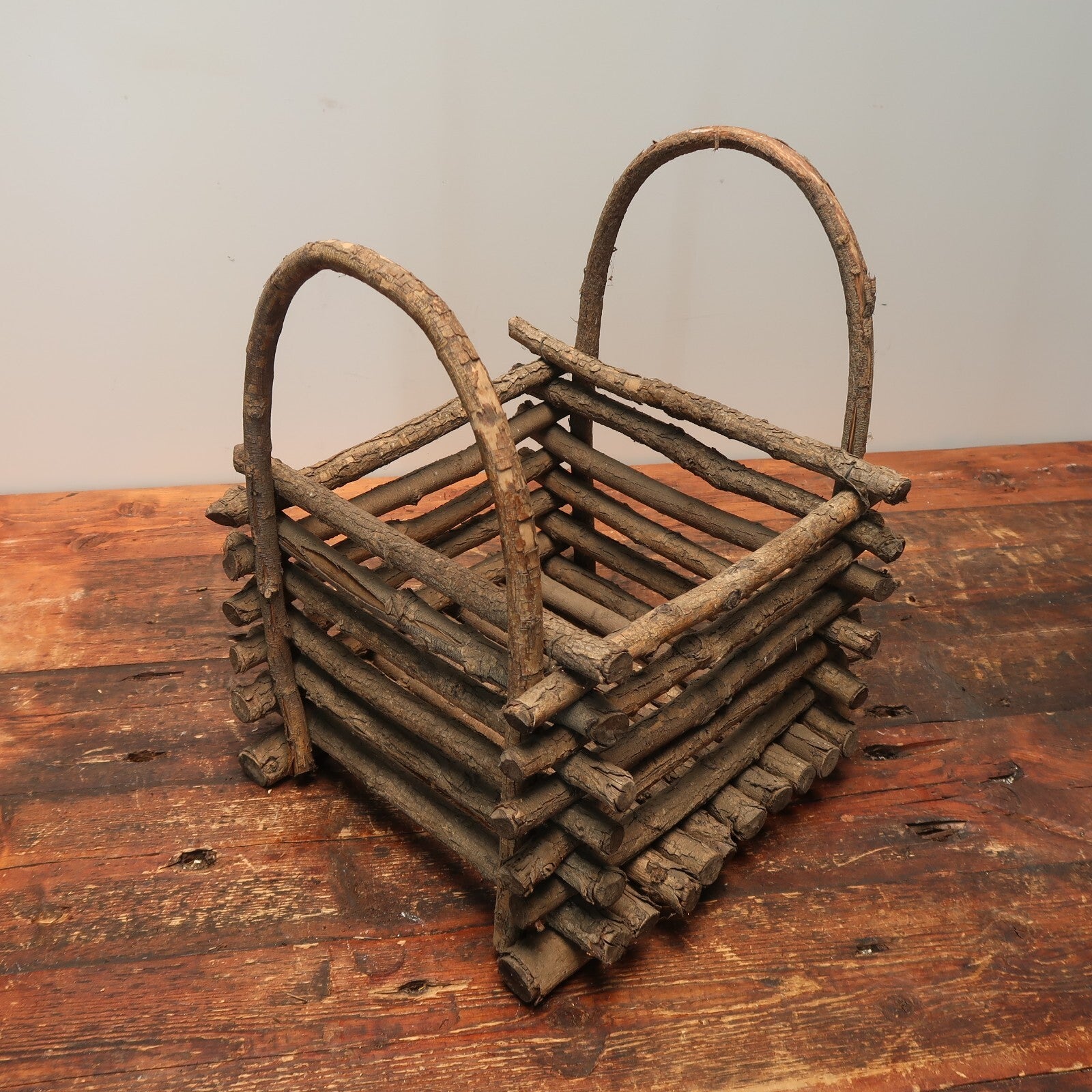 Vintage Tree Branch Basket Plant Pot Basket 12" x 12" x H 15" (19" w Handle)
