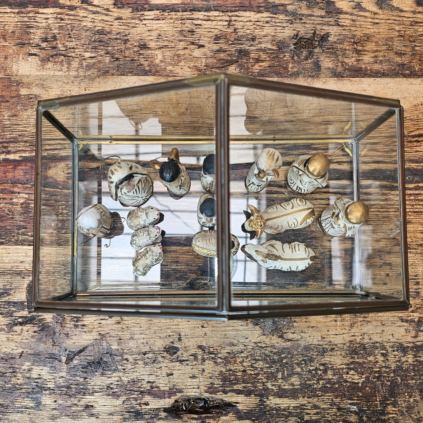 Tonalá Style Mexican Folk Art Nativity Set with Glass House
