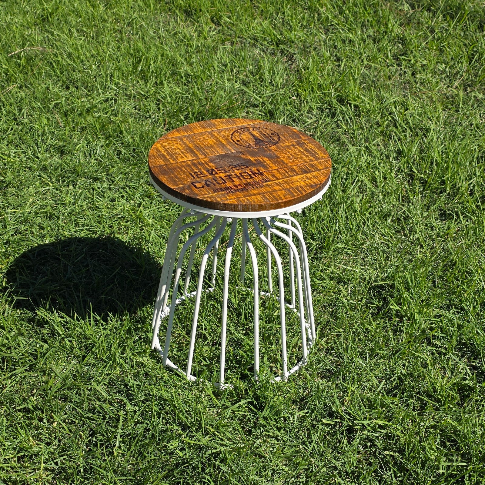 Urban Outfitters Paris Wire Base Side Table – Rustic Wood Top Discontinued