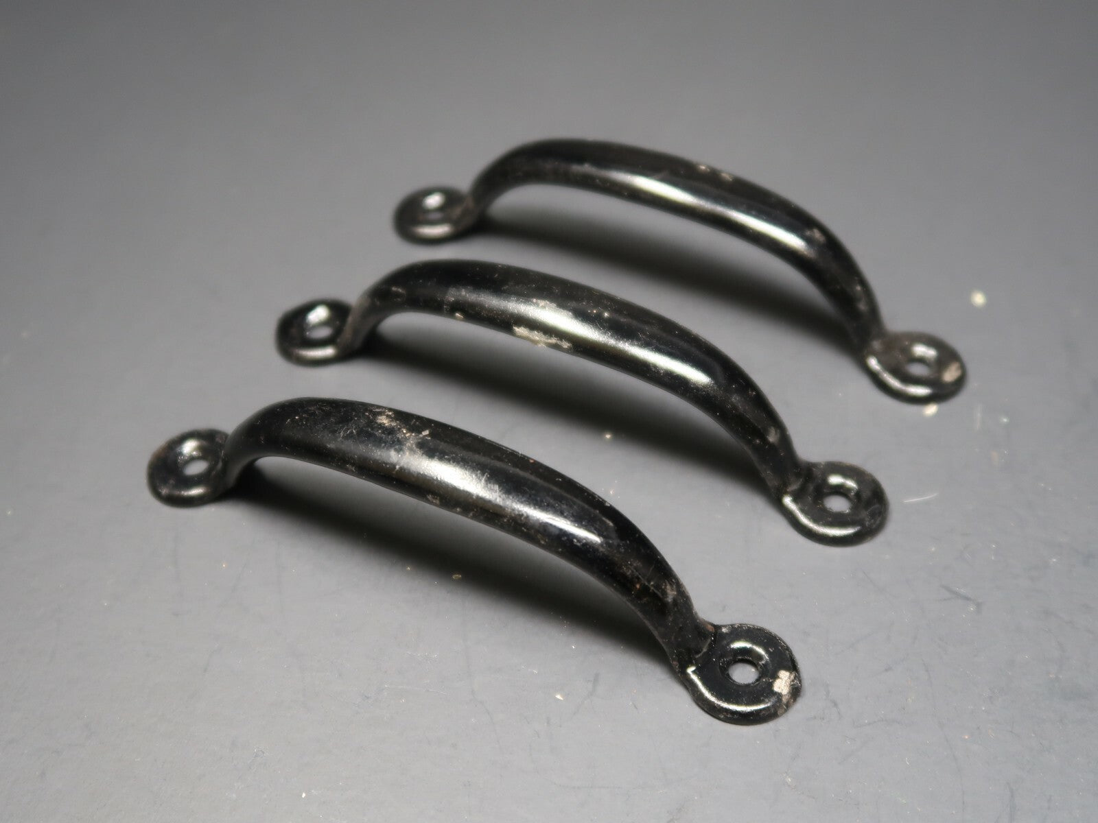 Set of 3 Vintage Aluminum Cabinet Drawer Pull Black (B)