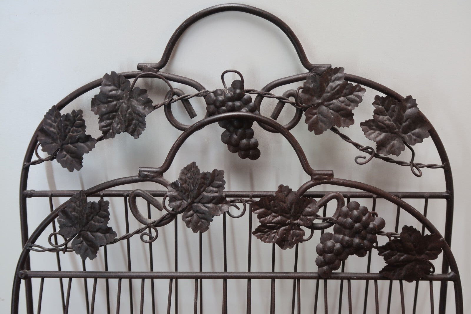 Dark Brown Iron Wire Magazine Rack Grapes H 15.5" x W 16" x D 18.5"