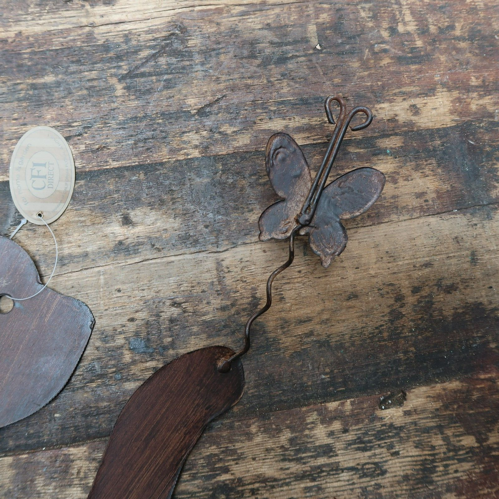 Large Rusty Metal Cats Playing With Butterflies (Set of 2) Free U.S. Shipping
