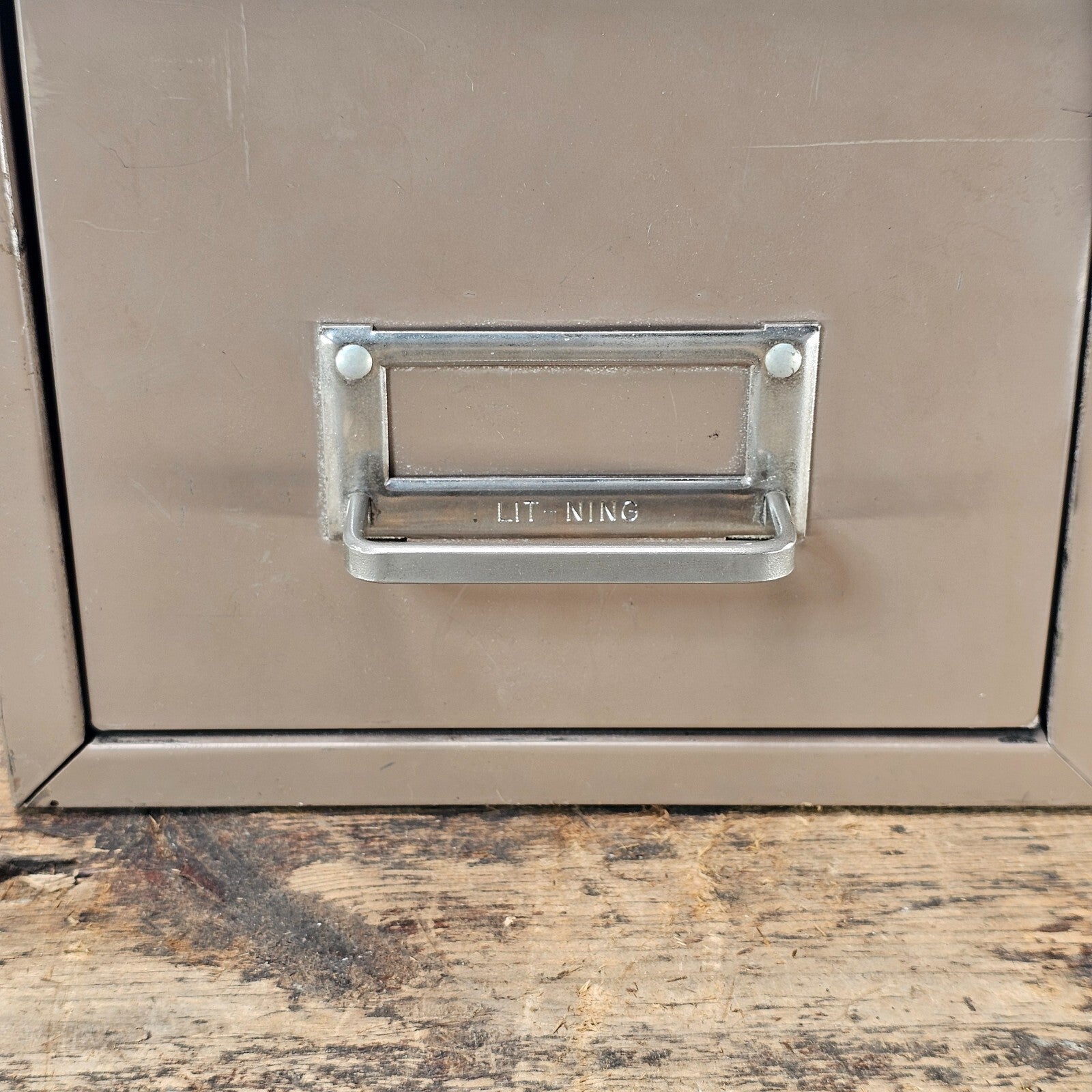 Vintage Metal Lit-Ning Card File Drawer