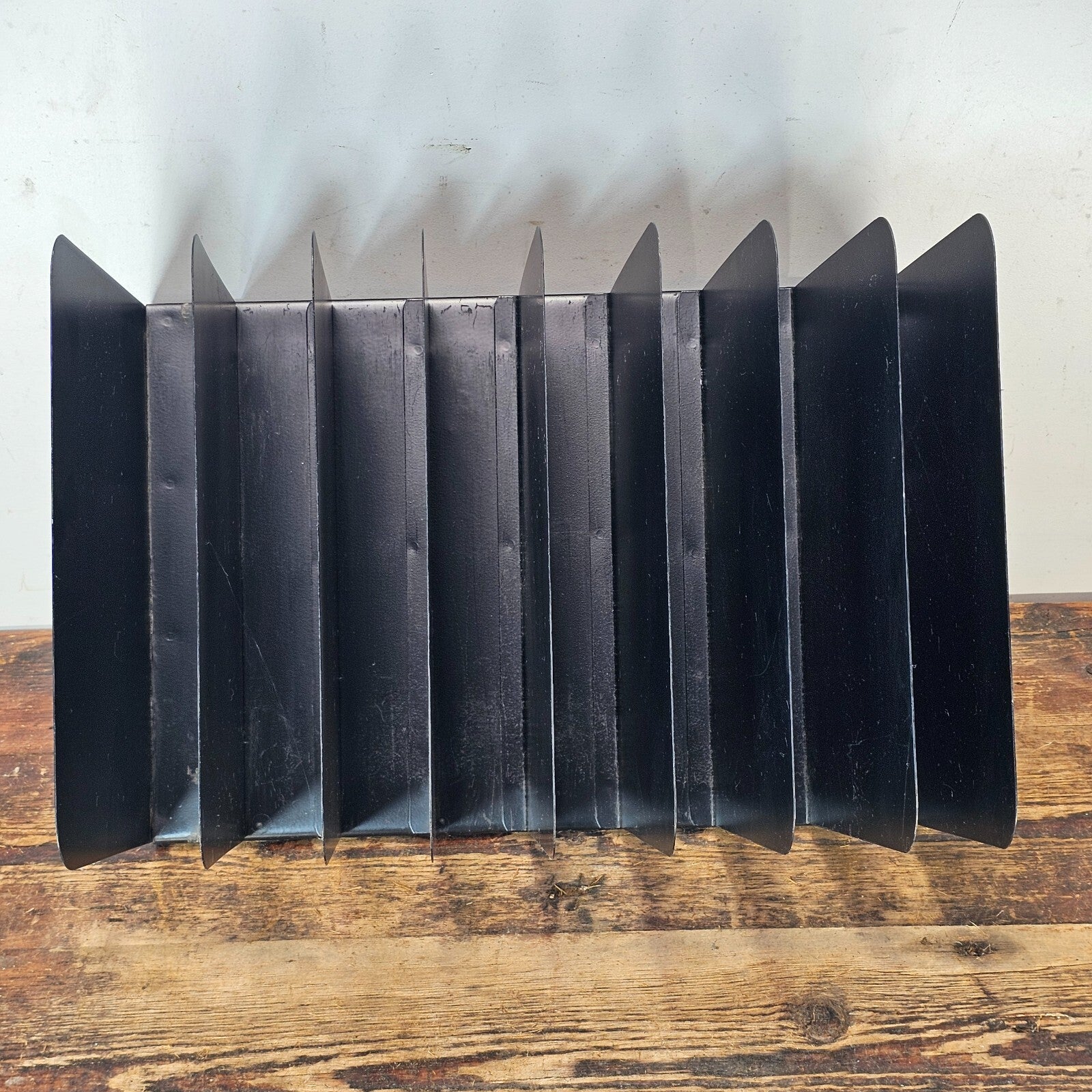 Vintage 8 Compartment Black Steel Desktop File Organizer