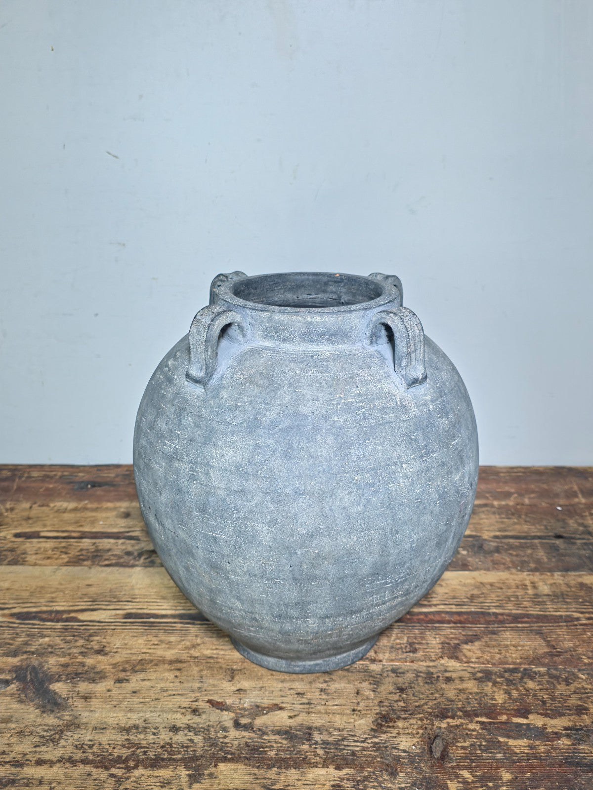 Large 13" Charcoal Terracotta Clay Pot – Amphora Style 4-Handle Garden Planter