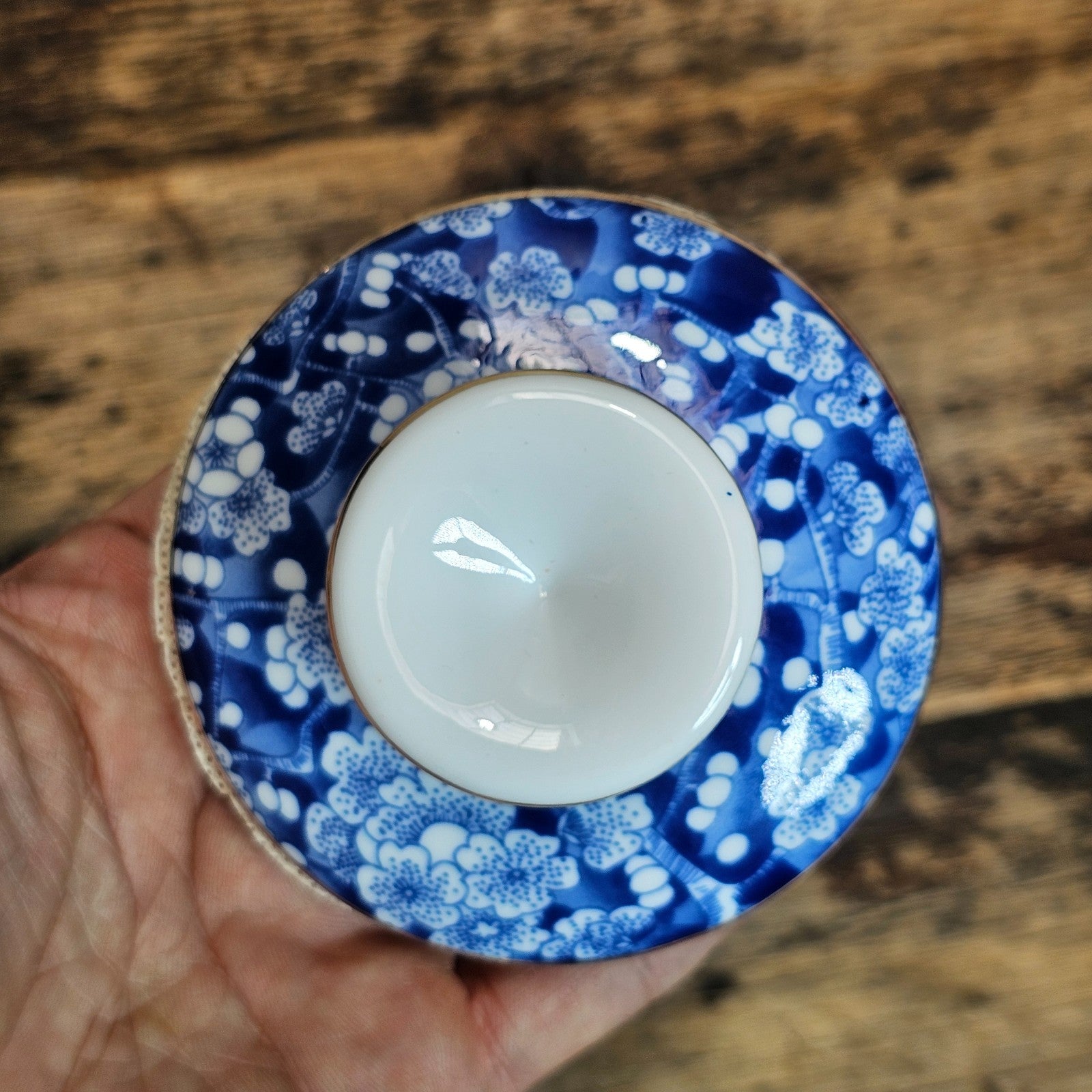 Blue & White Porcelain Lidded Jar | Tea Caddy | Chinoiserie 6.25"H x 5"Dia.