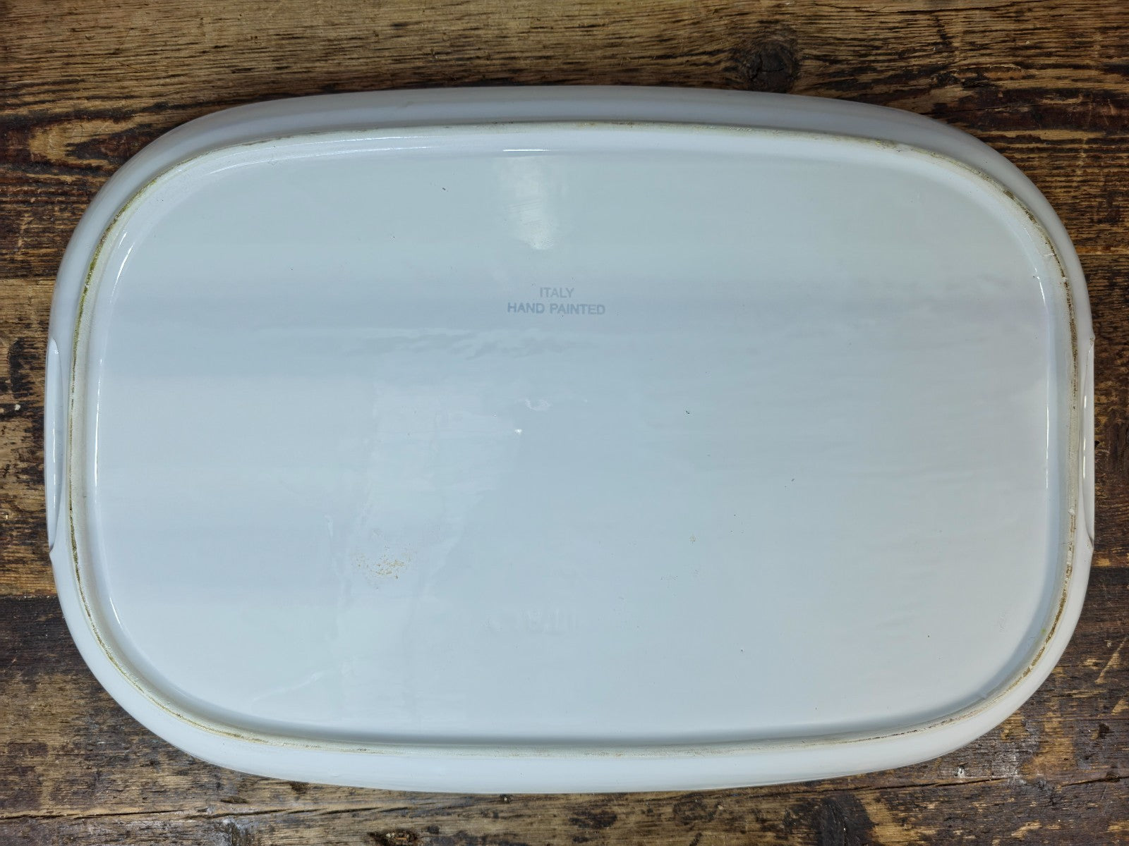 Vintage Italian Hand-Painted Pottery Tray – Fruits & Bottle Design