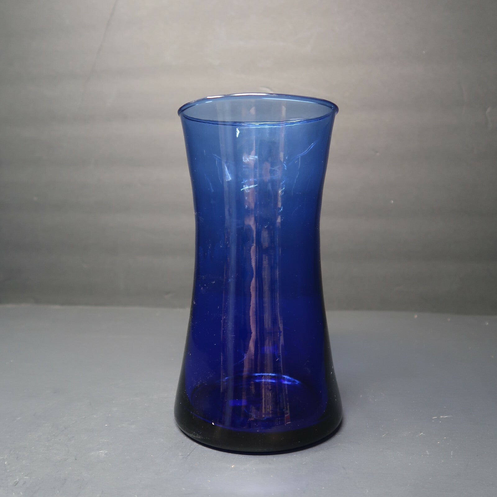 Blue Glass Vase Made In Mexico H 7.5"