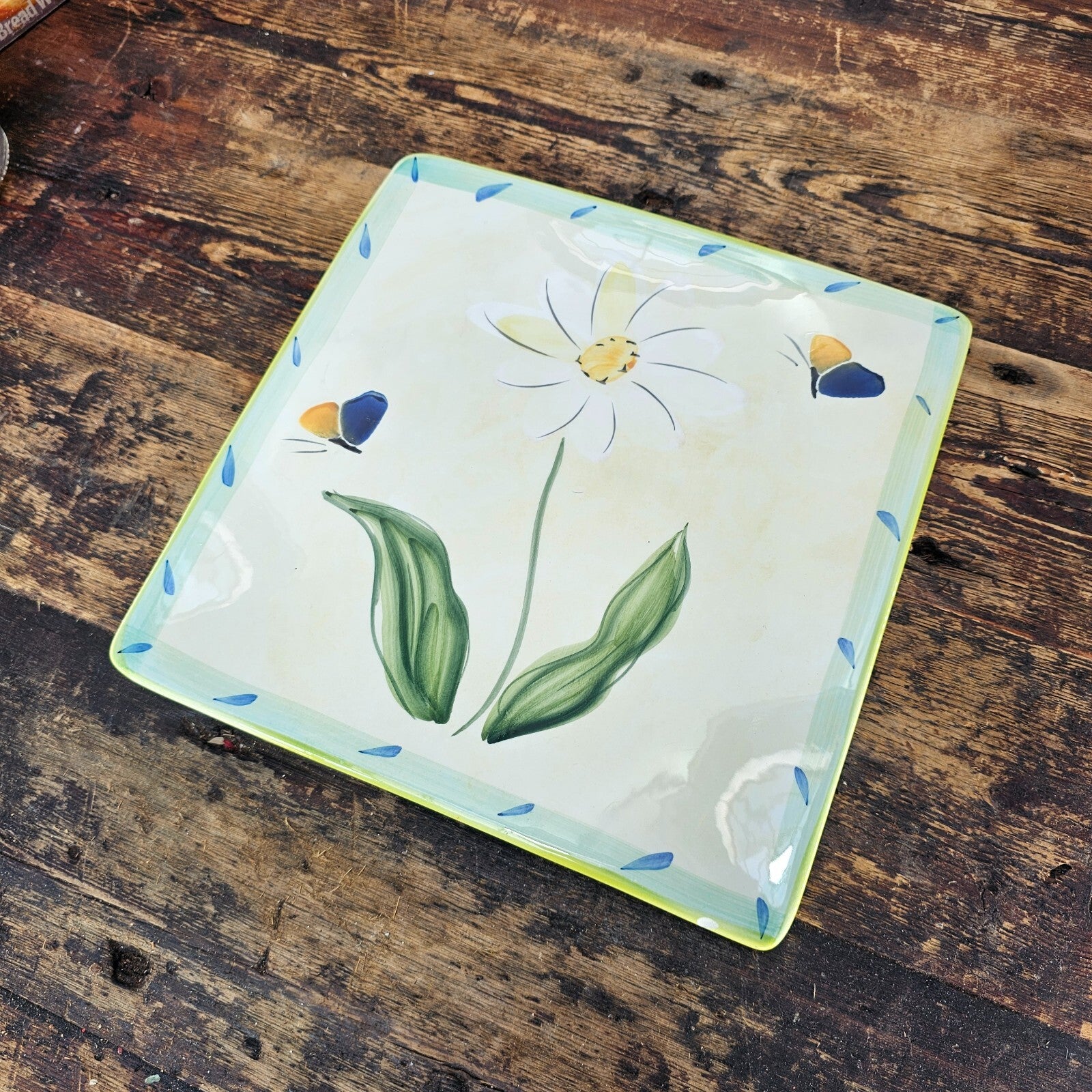 Crate & Barrel Ceramica ARM Square Serving Platter Made In Italy 11.5" x 11.5"
