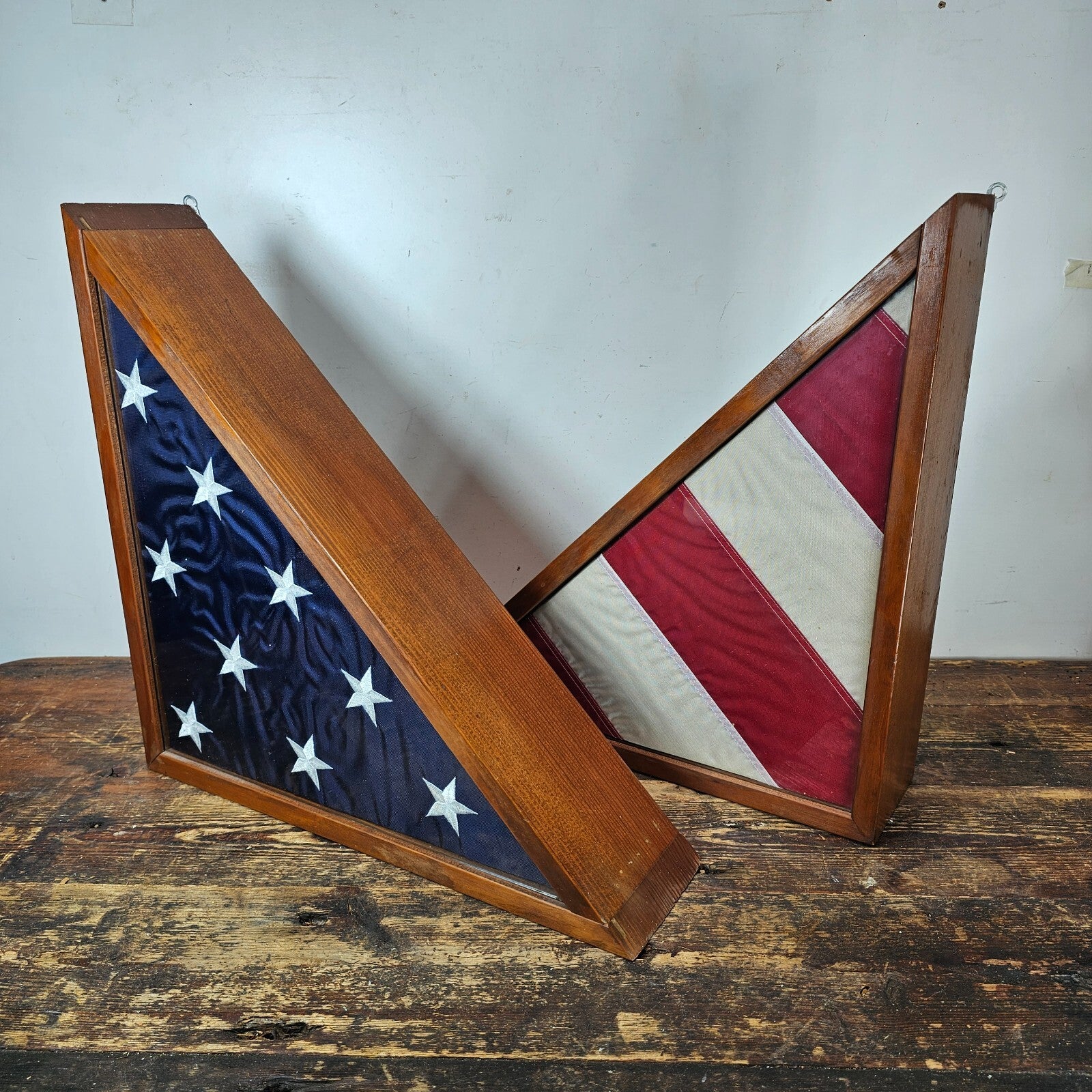 US Military Veteran Burial Casket American Flag And Case 17.5" x 17.5" x 4.5"D