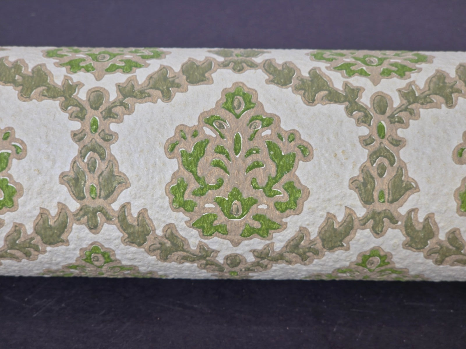Authentic 1970s Vintage Wallpaper | Green & Gray Floral Geometric
