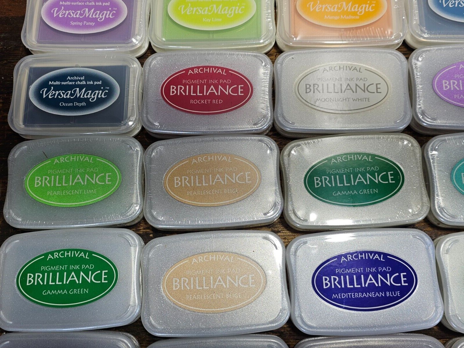 Mixed Lot of 57 Ink Pads Tsukineko Brilliance VersaMagic Fresco Chalk Finish