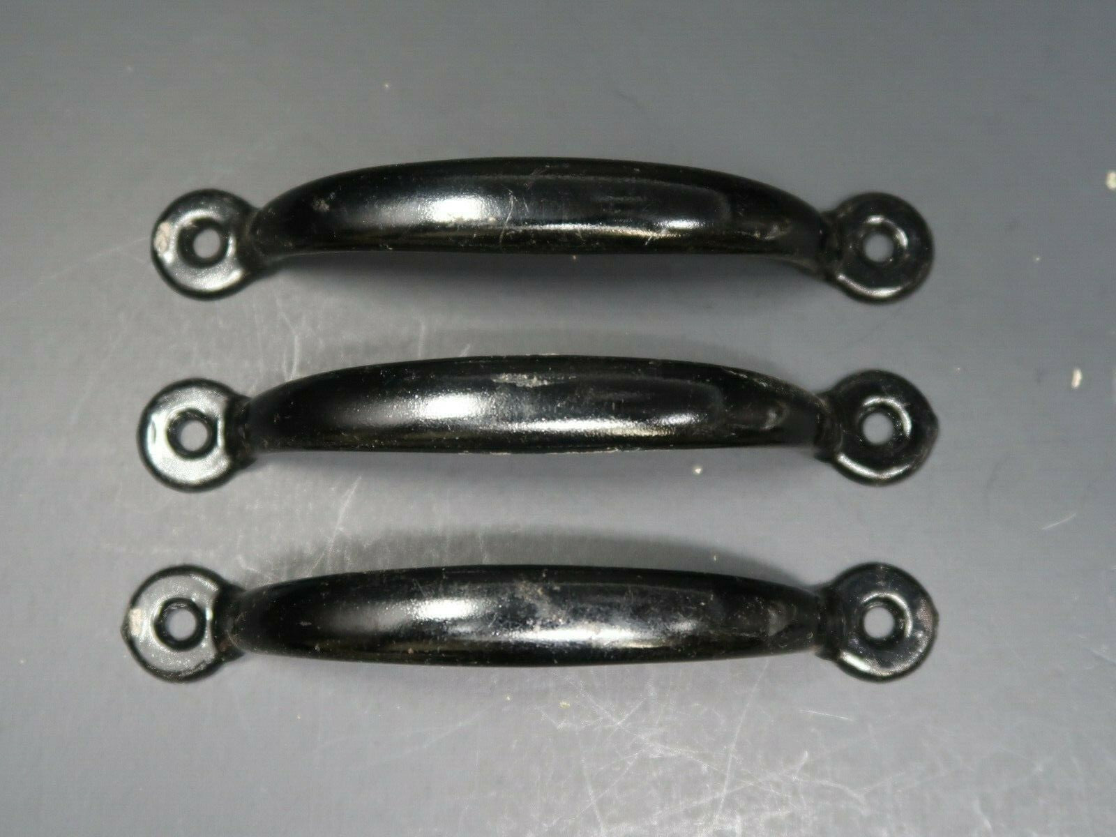 Set of 3 Vintage Aluminum Cabinet Drawer Pull Black (B)