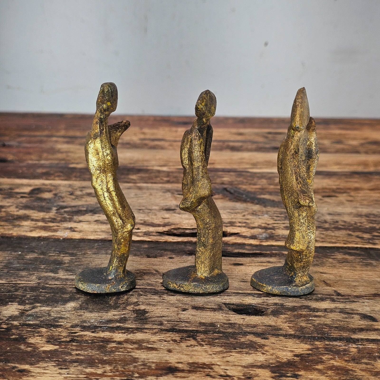 Set of 3 Vintage Japanese Modernist "Awa Odori" Dancer Sculptures