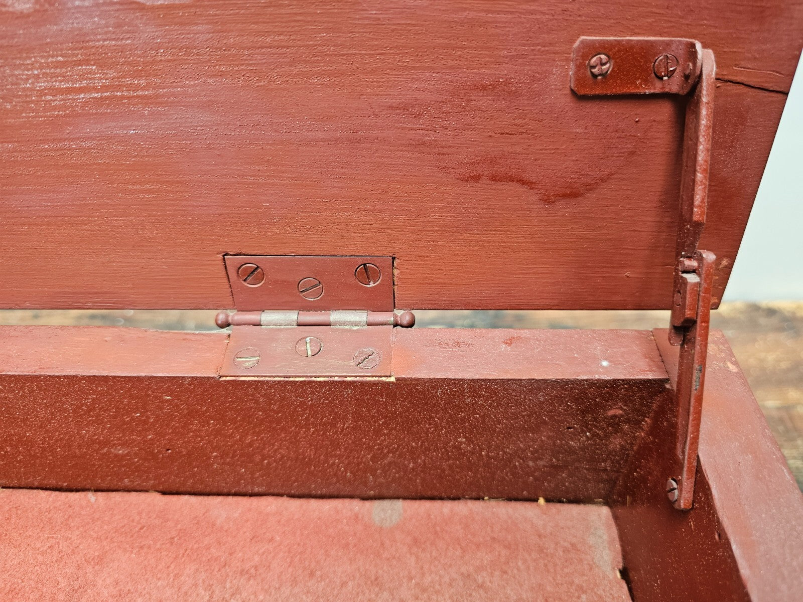 Antique Chinese Red & Gilt Carved Wood Chest Box