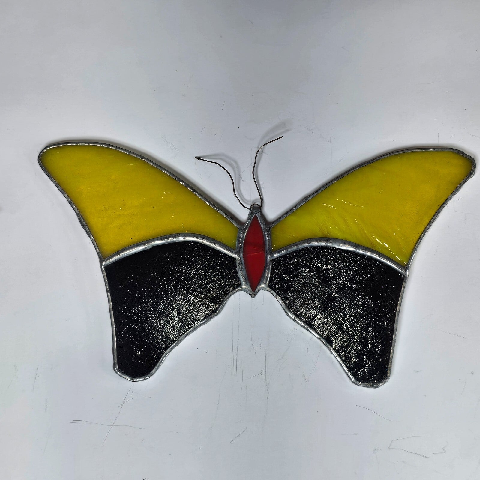 Vintage Butterfly Stained Glass Sun Catcher 8" x 4.5"