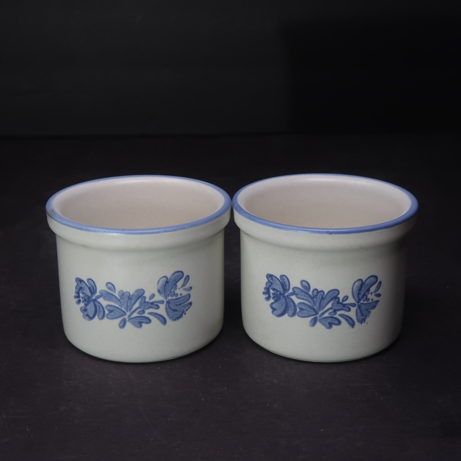 Set of 2 Vintage Pfaltzgraff Yorktowne Ramekins Small Crocks Dip Bowls