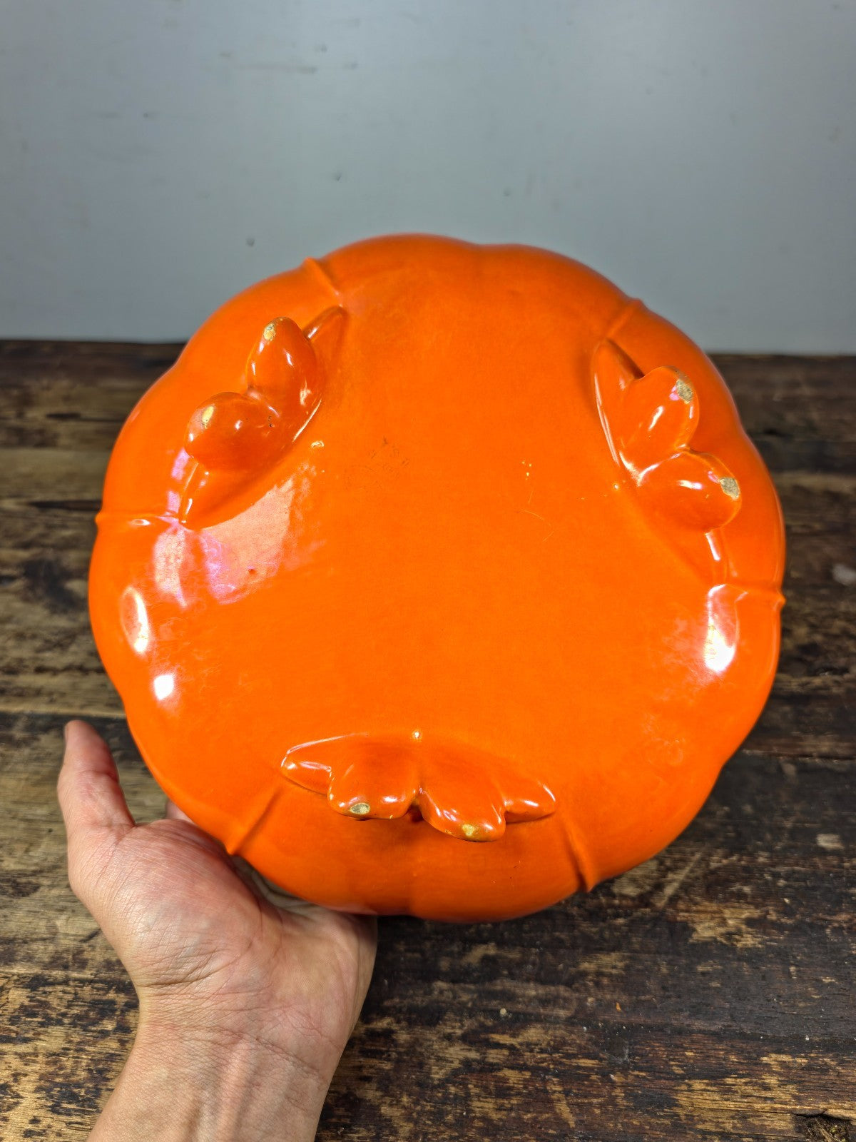 Vintage GMB USA Footed Ceramic Bowl / Planter – Orange Mid-Century