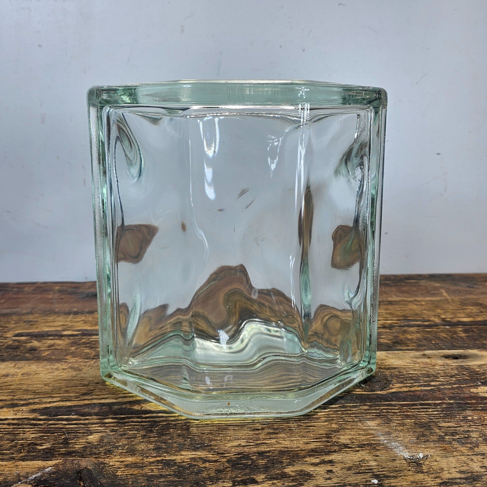 Hexagonal Glass Block Brick 7.5"L x 5.5"W x 7.75H" Vintage (Damaged)