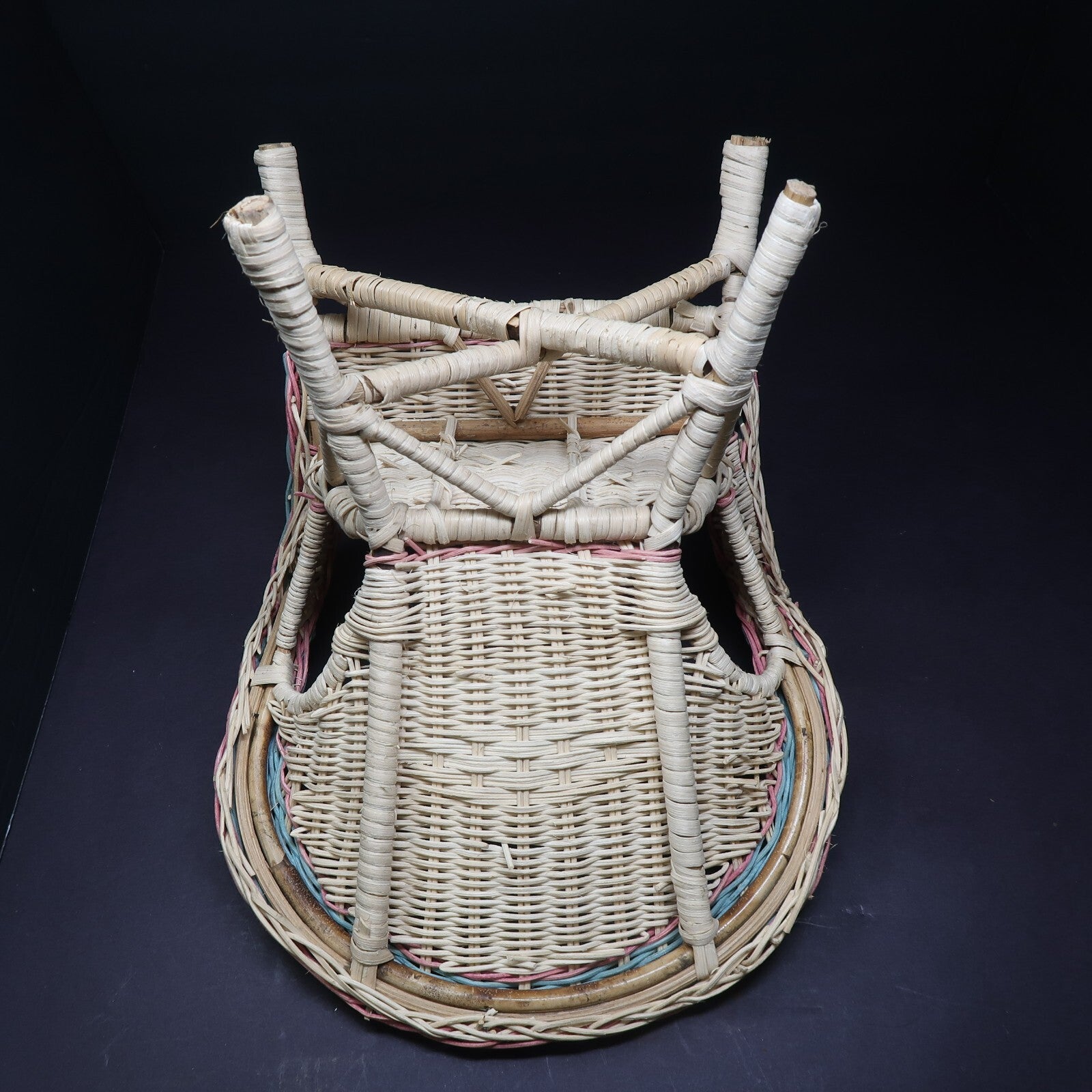 Wicker Doll Chair Green / Pink / Natural 3 Colors H 12" x D 9" x W 10"