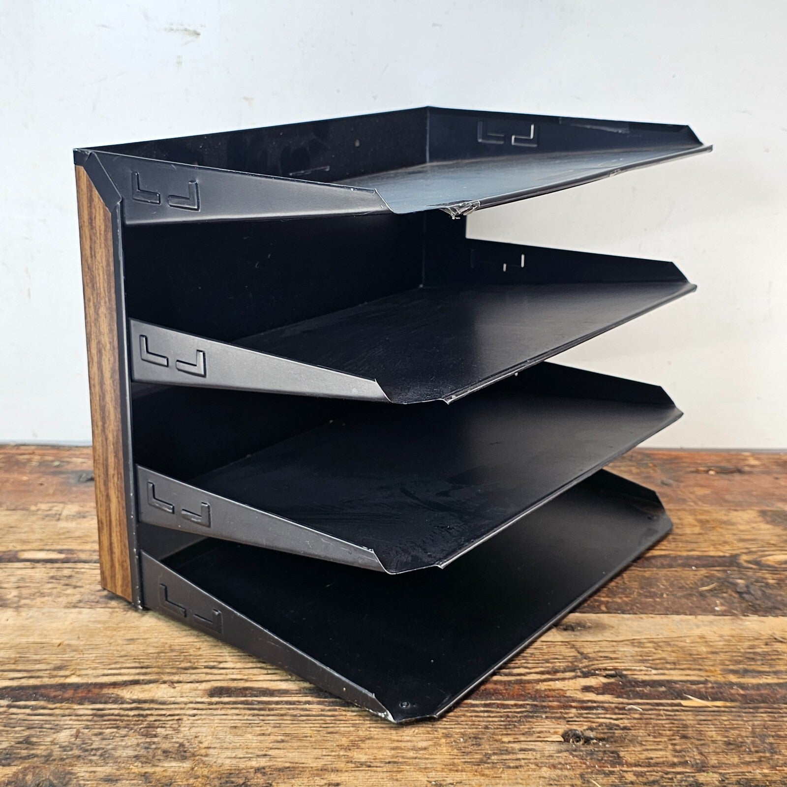 Vintage LIT-NING 4-Tier Desktop Steel File Organizer
