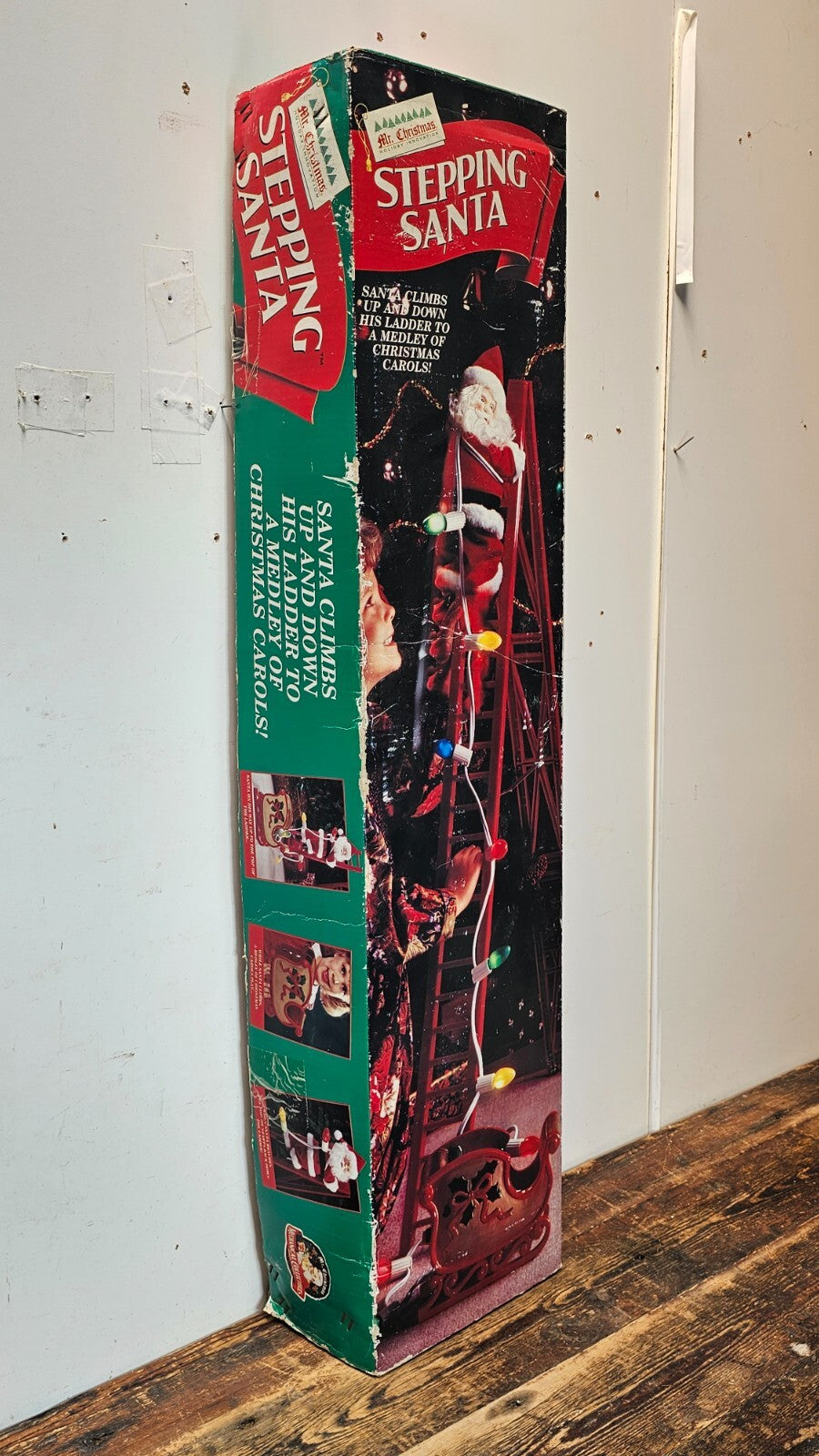 Vintage 1990s Mr Christmas Stepping Santa Ladder Climbing Musical (Works)