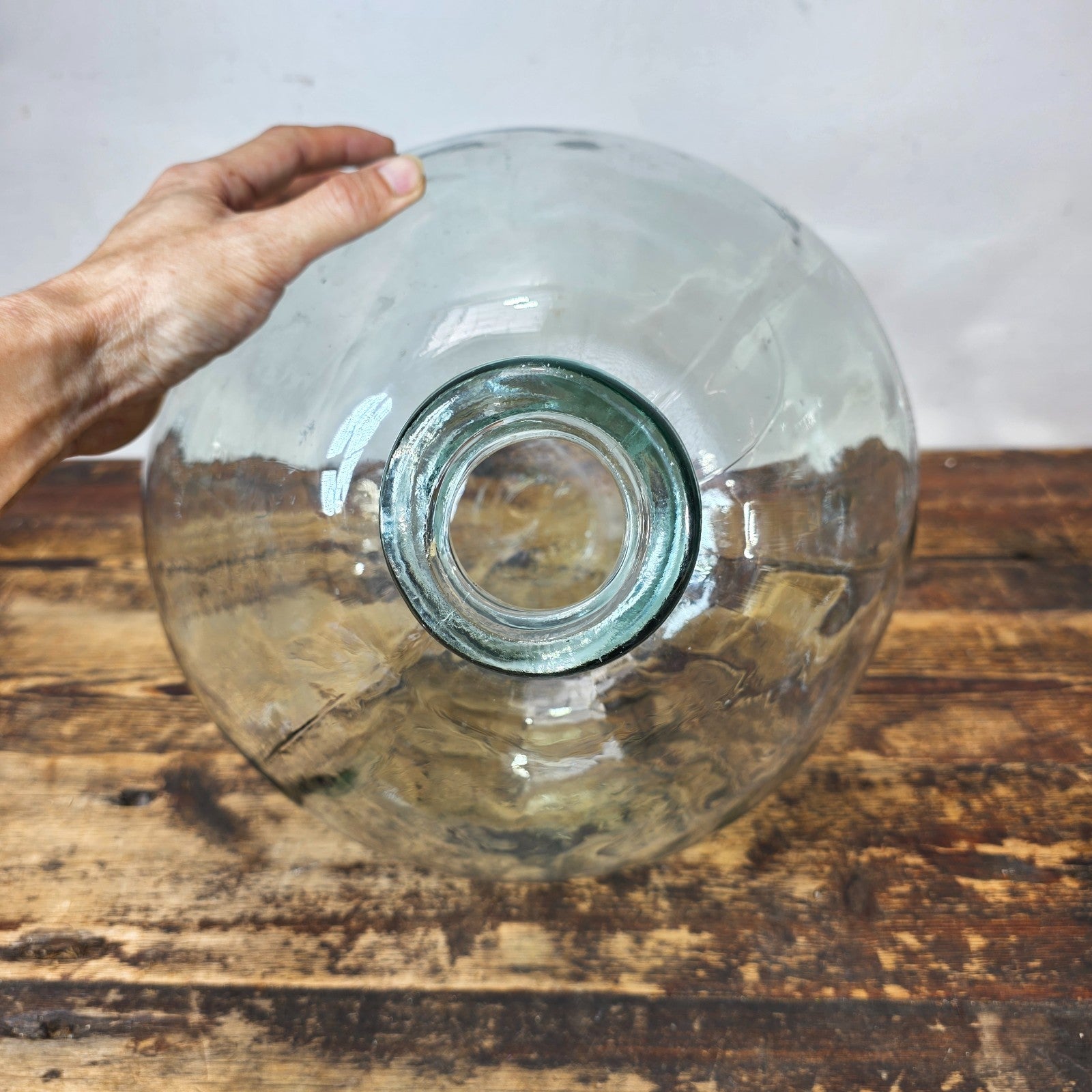 Clear Recycled Glass Vase Organic Style Made In Spain 12"Dia. x 12.5"H