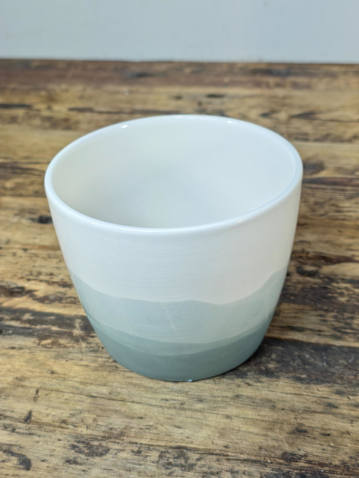 White to Blue Gray Gradient Ceramic Planter 5.25" — Modern Ombre Pot