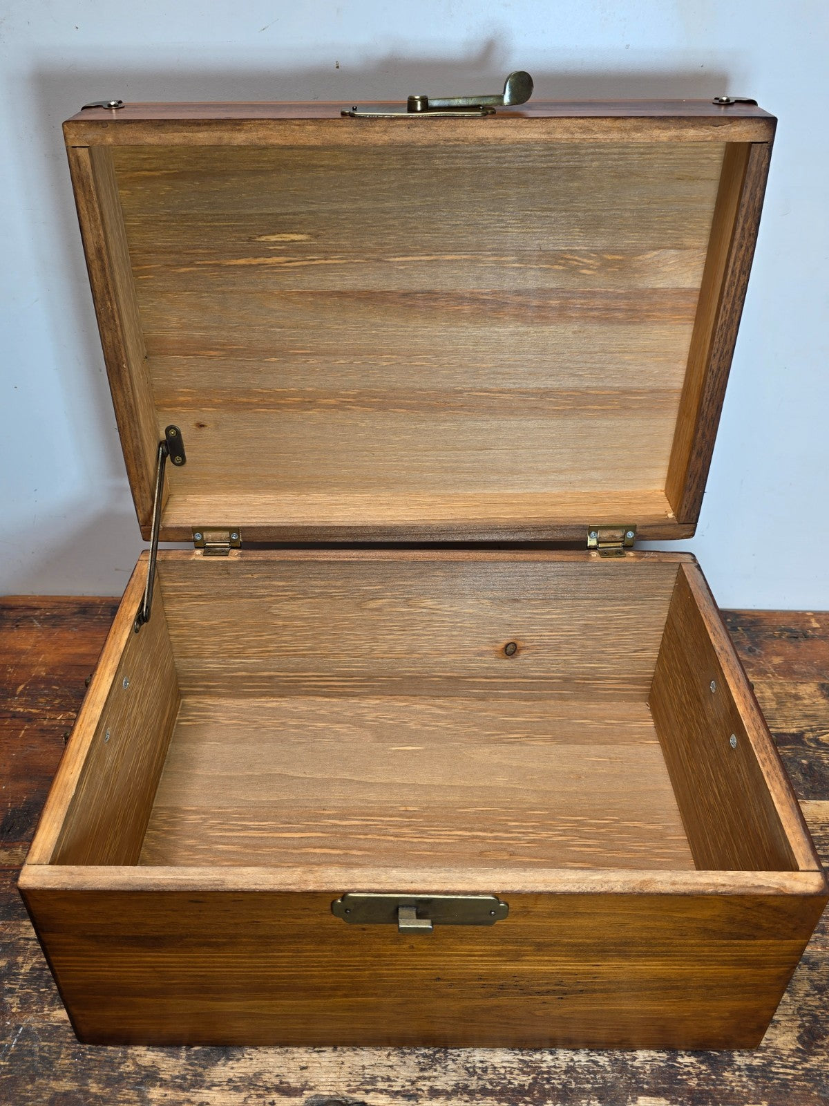 Vintage Wooden Storage Trunk with Korean-Style Brass Hardware