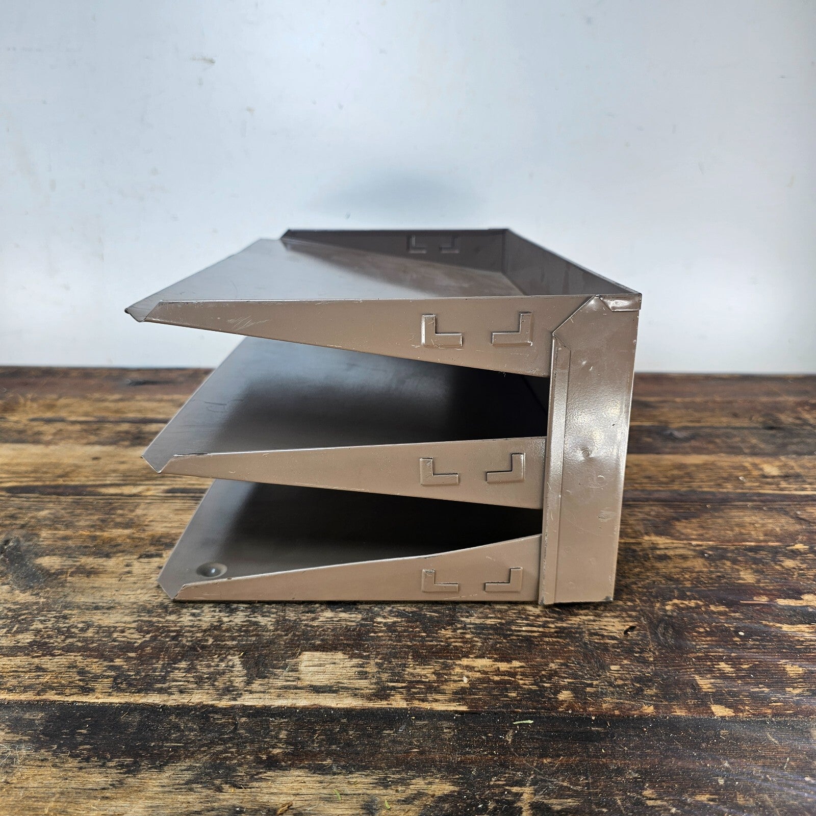 Vintage 3-Tier Wall-Mounted / Desktop Steel File Organizer