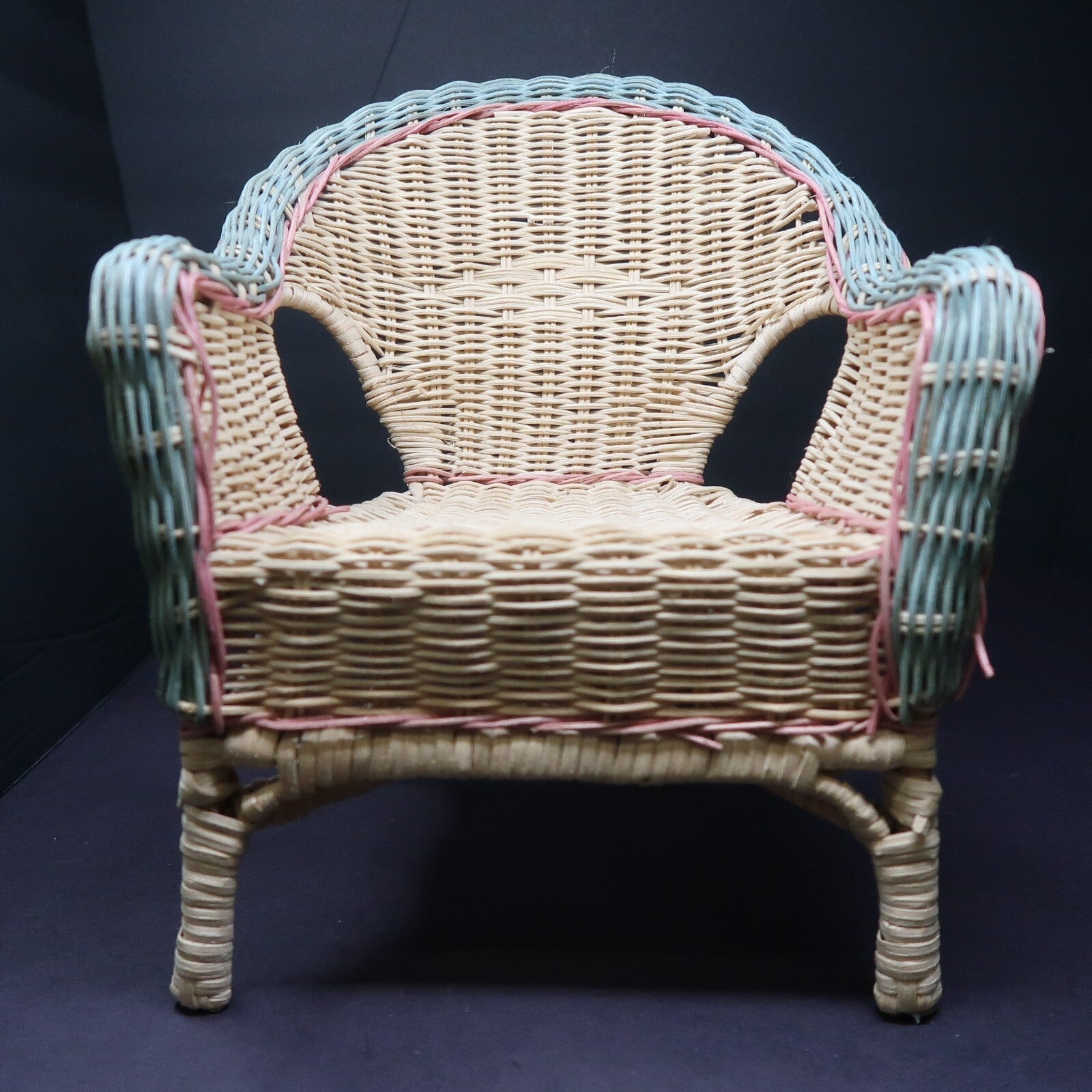 Wicker Doll Chair Green / Pink / Natural 3 Colors H 12" x D 9" x W 10"