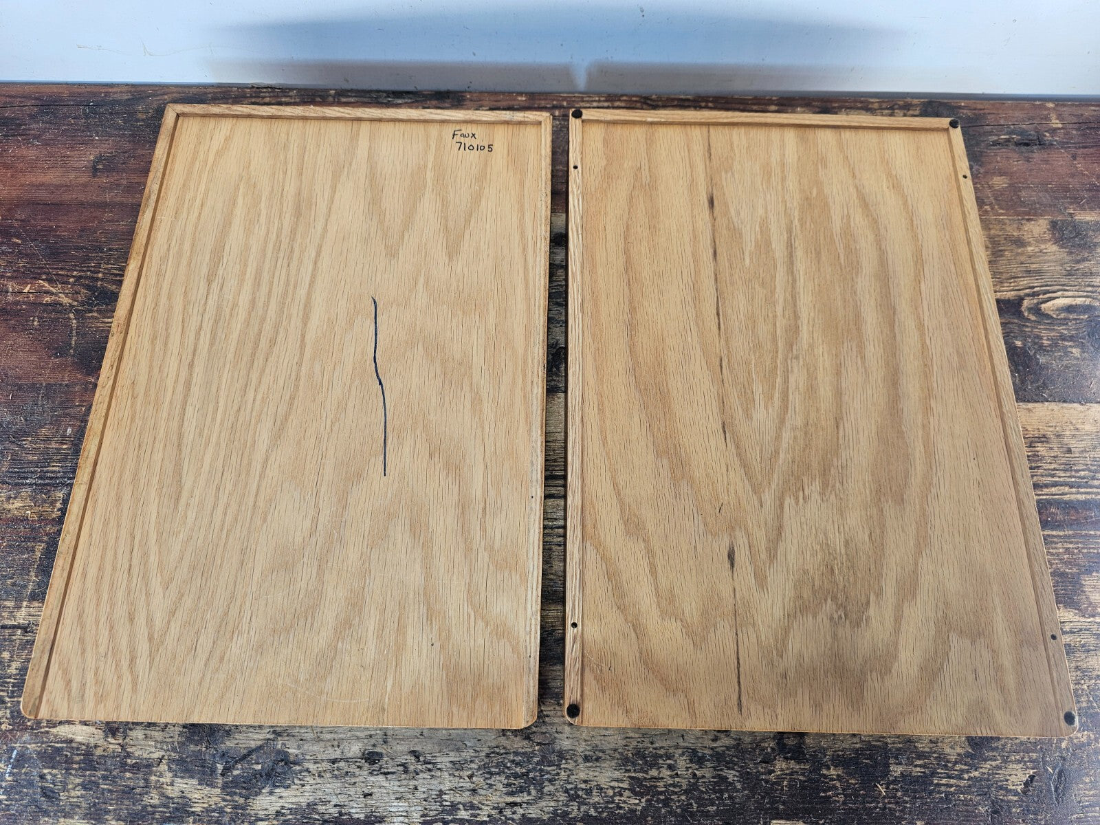 Carver Wood Products Solid Oak 2-Tier Desk Tray Set Mid-Century Modern