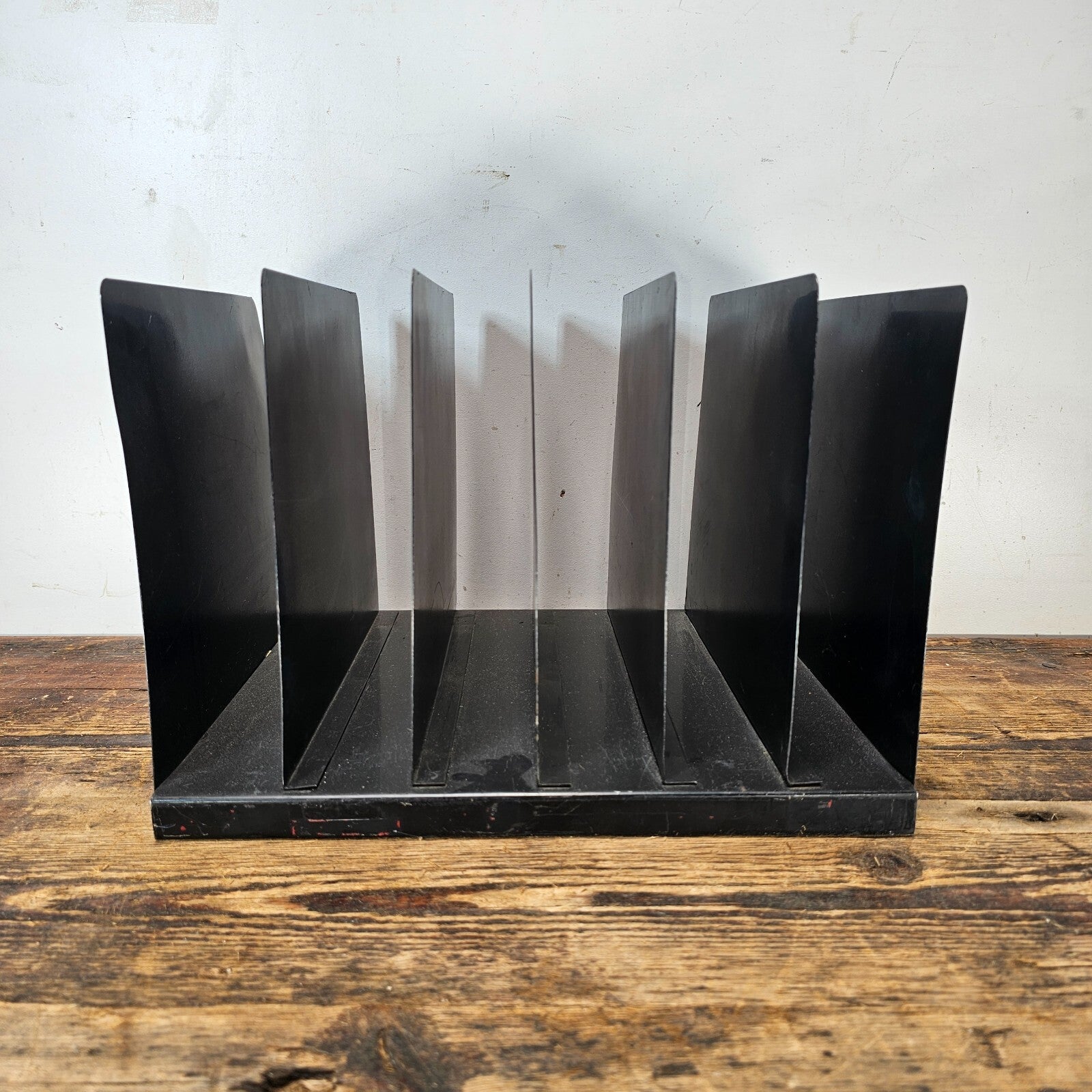 Vintage 6 Compartment Desktop File Organizer with Wood Grain Finish