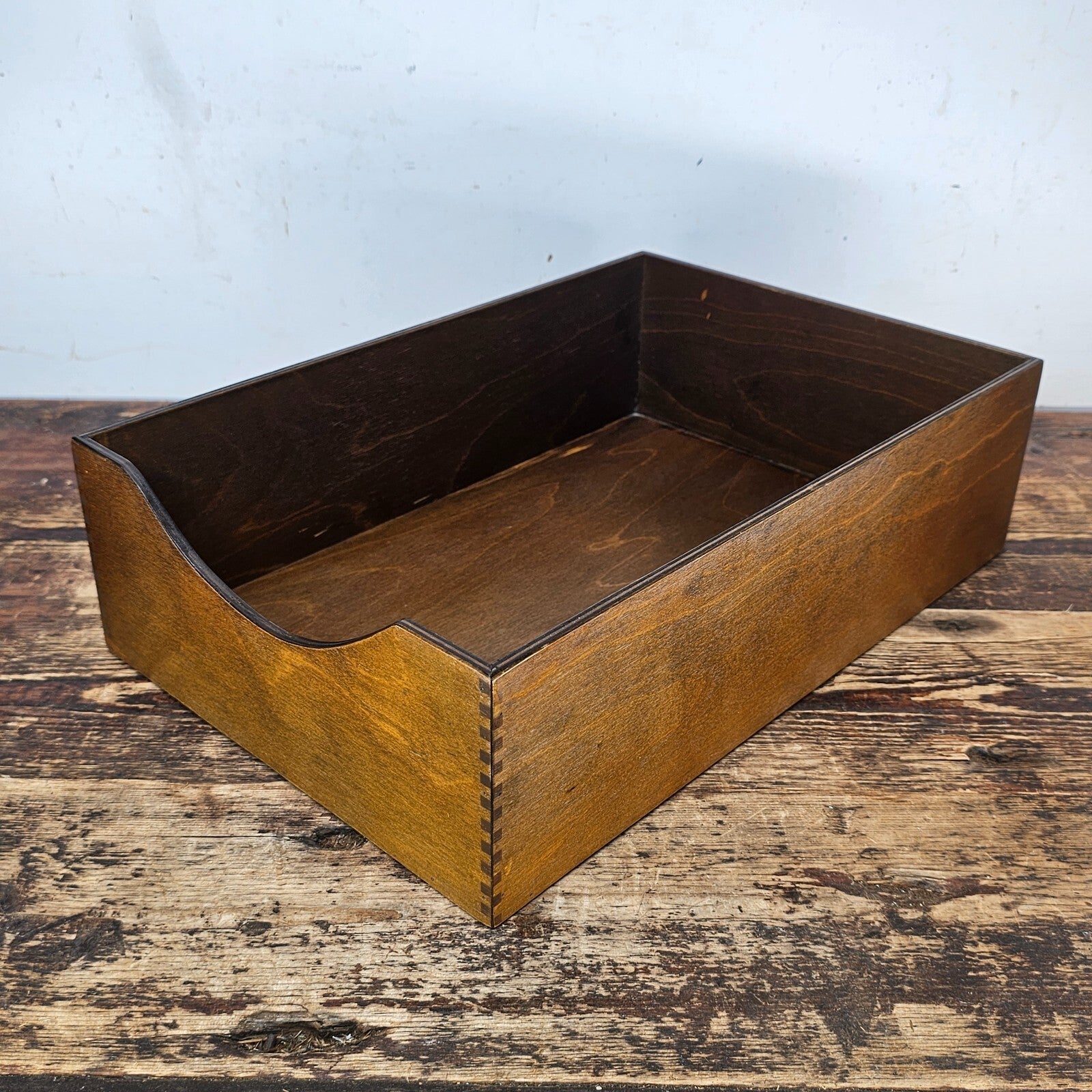 Vintage Walnut Deep Desk Tray / Document Organizer (1950s-1960s) 4.25"H