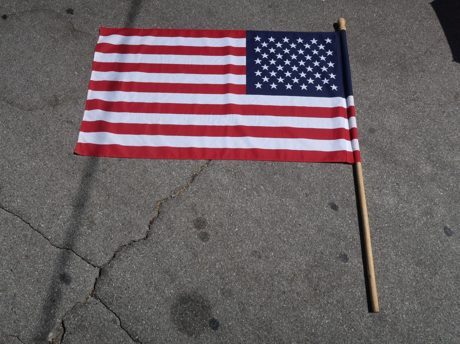 Set of 2 American Flag 30" x 51" With Pole & Estée Lauder American Flag Umbrella