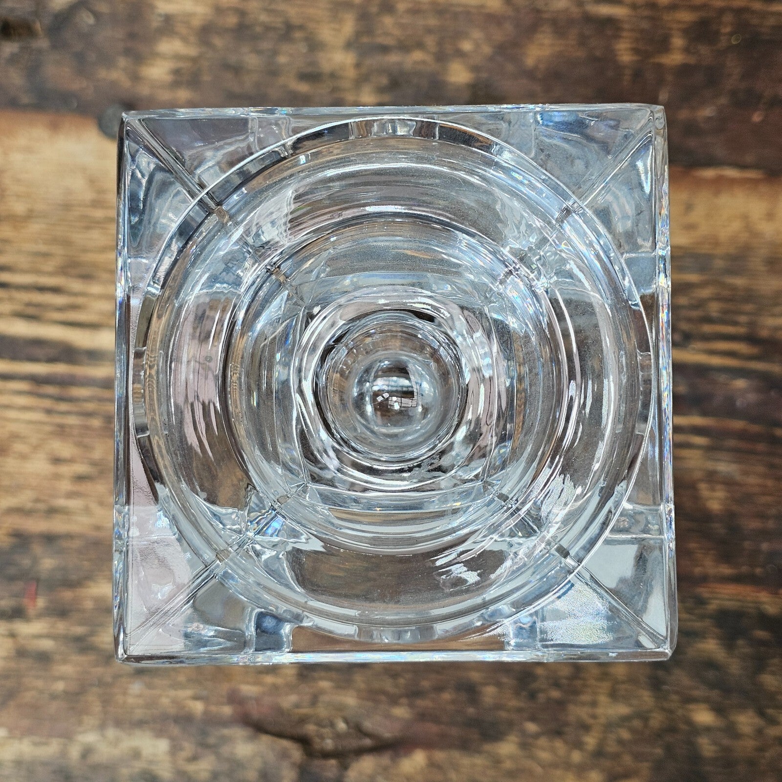 24% Lead Crystal Pedestal Base Taper Candle Stick Holder Made In Poland Set of 2