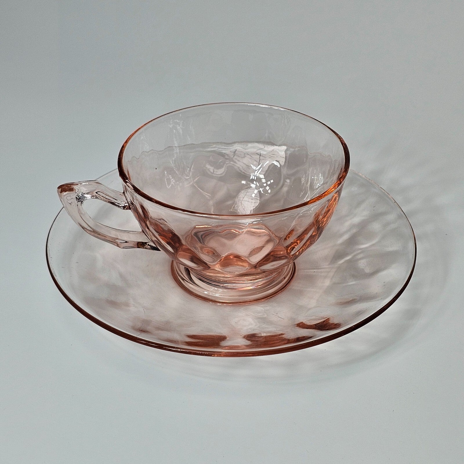 Heisey Yeoman Flamingo Pink Cup & Saucer Set (A)