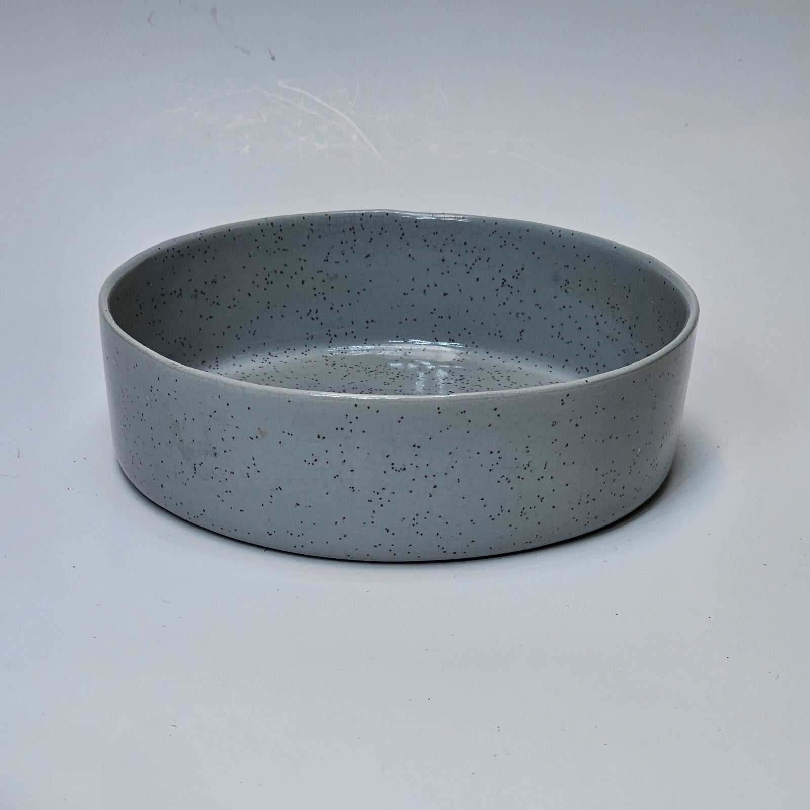 Vintage Maurice Of California Ceramic Pet Bowl / Trinket Light Gray Speckles