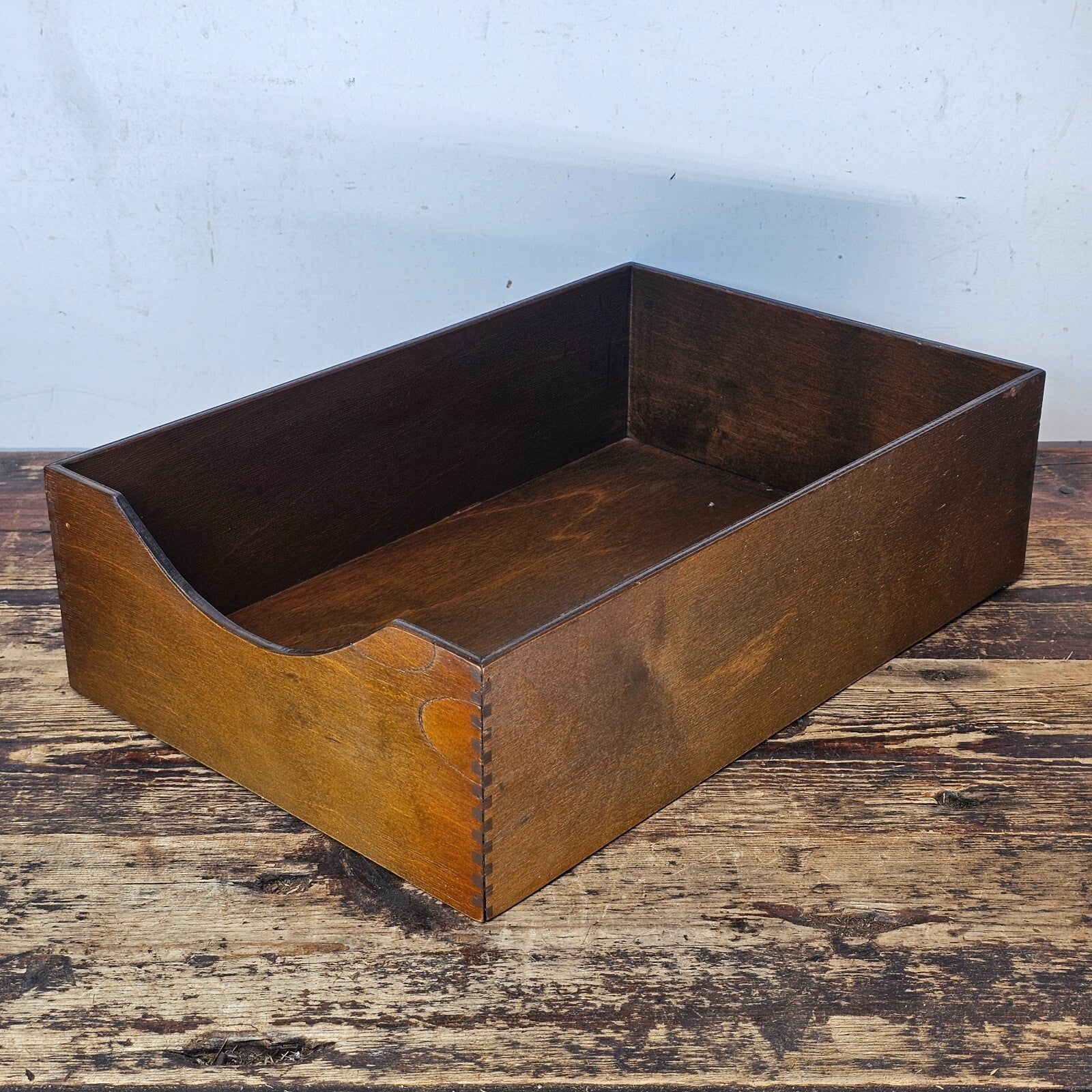 Vintage Walnut Deep Desk Tray / Document Organizer (1950s-1960s) 4.25"H