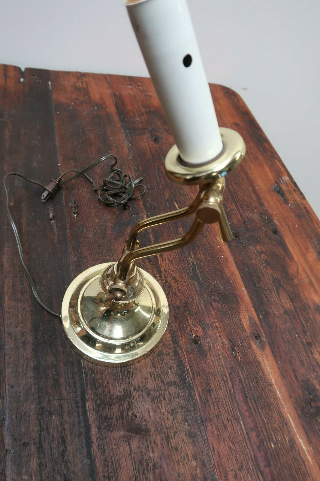Vintage Metal Candlestick Table Lamp (Tested Not Working)