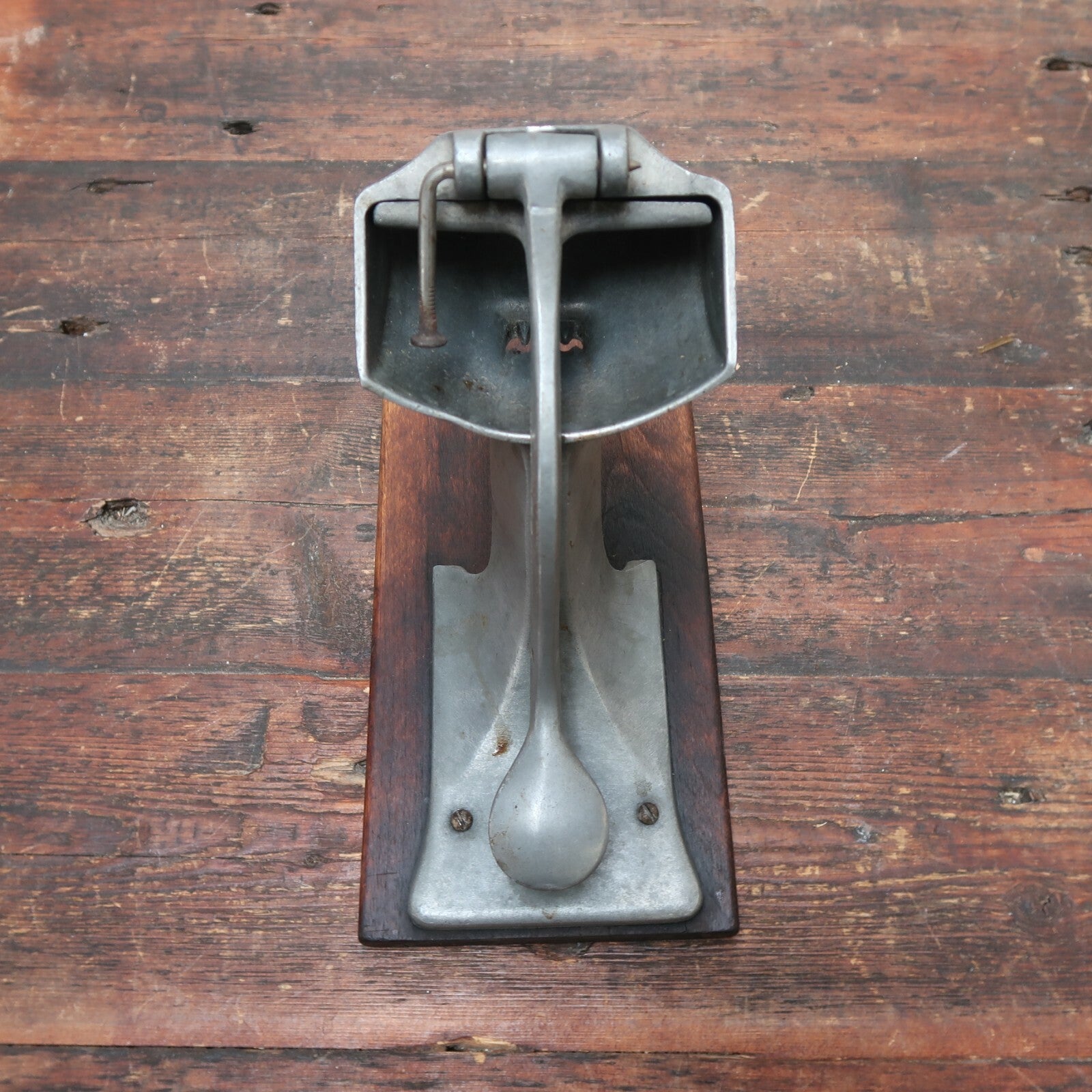 Vintage Aluminum Hand Press Juicer With Wood Base