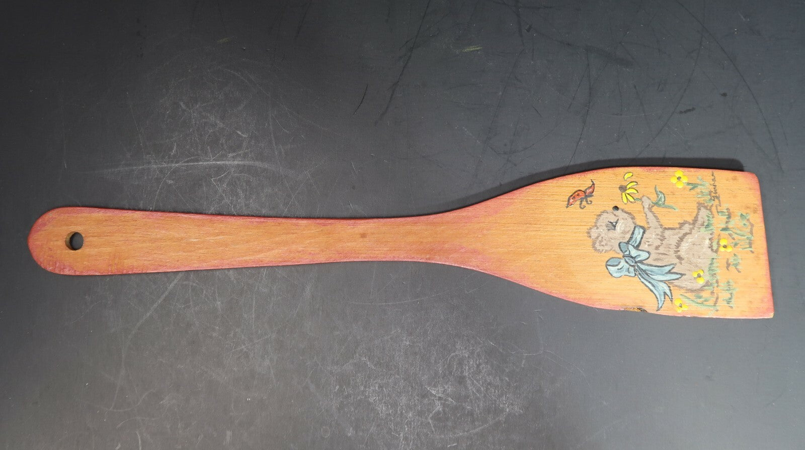 Vintage Hand Painted Wooden Spatula Farmhouse Decor Americana Folk Art Signed