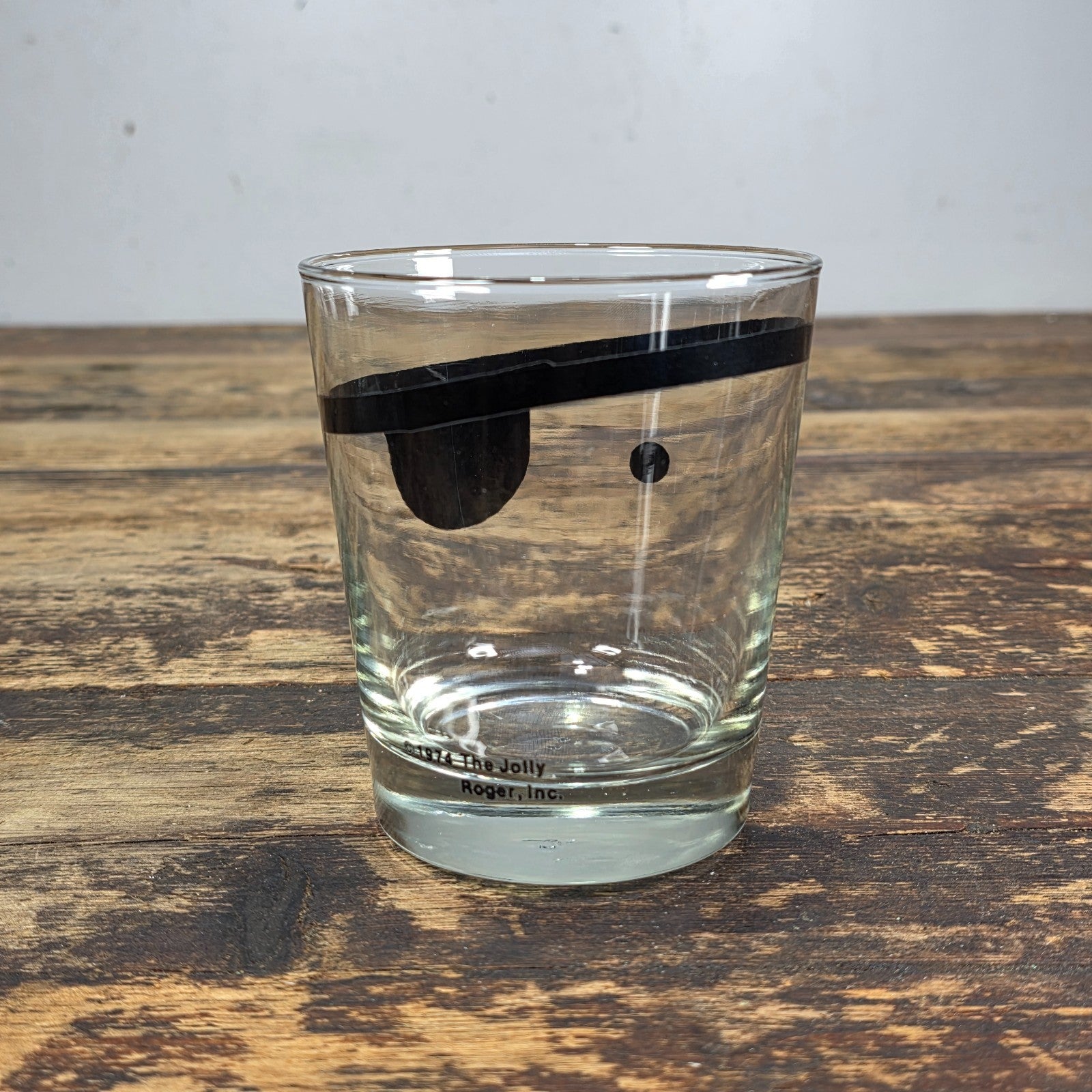 1974 The Jolly Roger Pirate Rocks Glass by Libbey Vintage Barware USA
