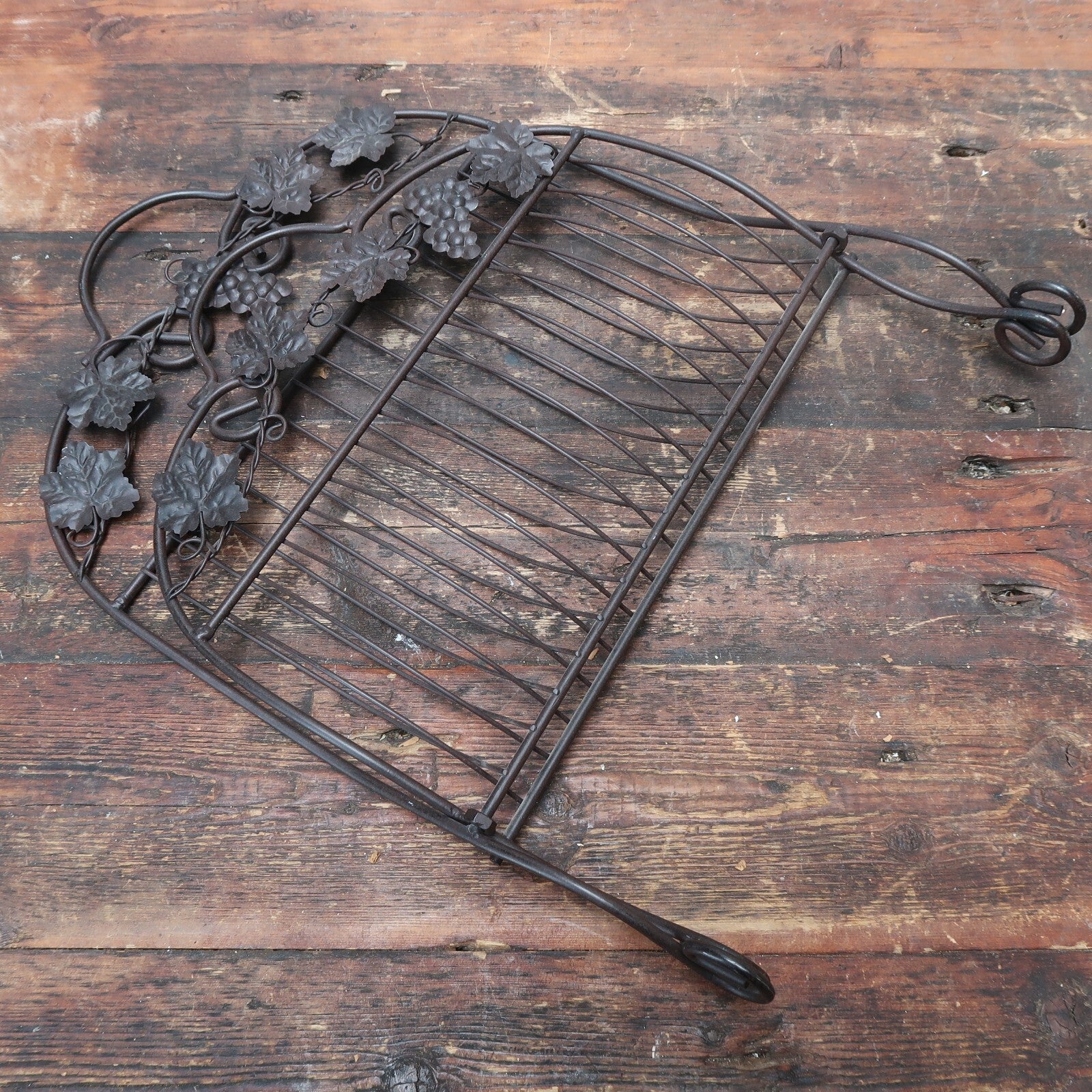 Dark Brown Iron Wire Magazine Rack Grapes H 15.5" x W 16" x D 18.5"