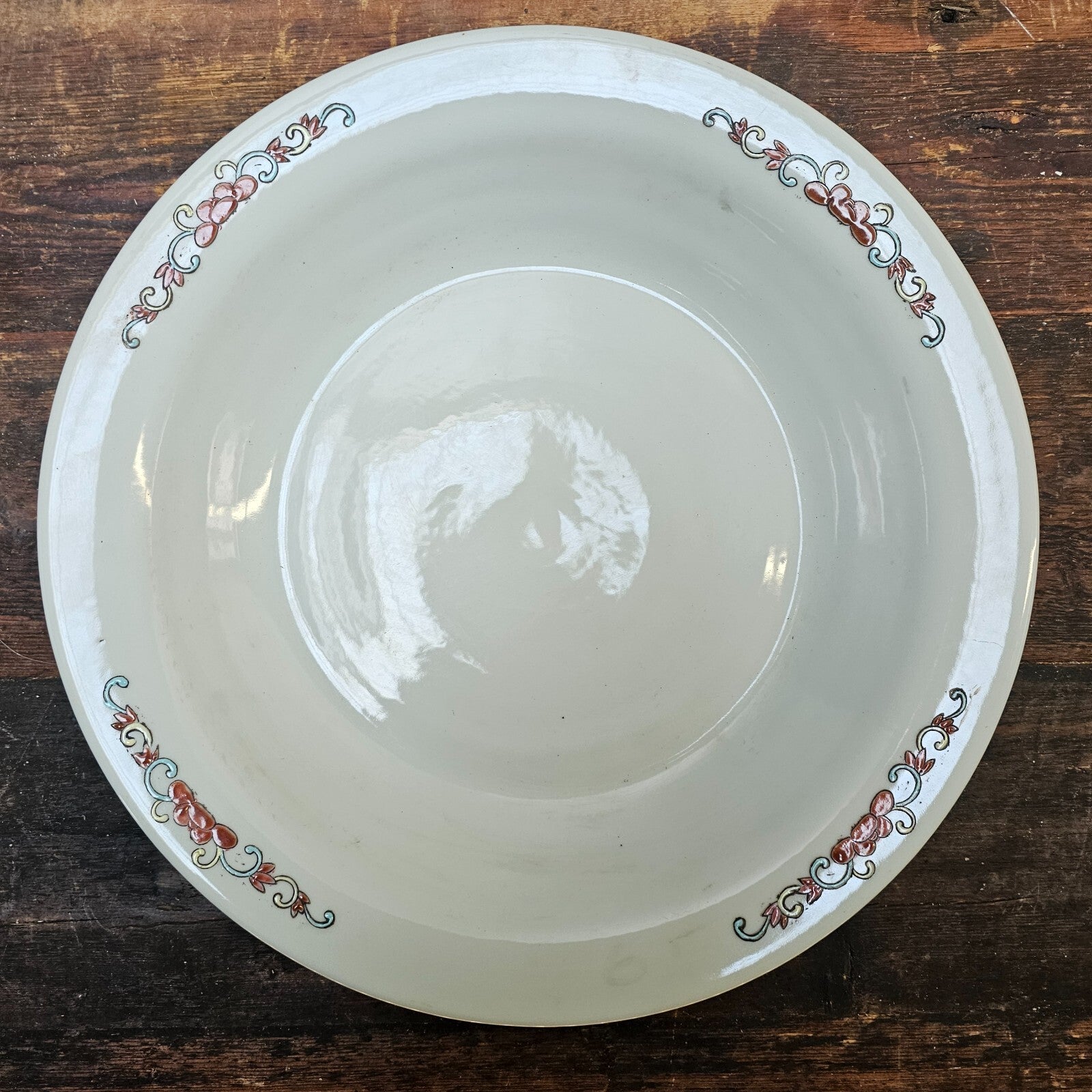 Antique Chinese Ceramic Planter Saucer Blanc de China Marked JIAQUING 14" Dia