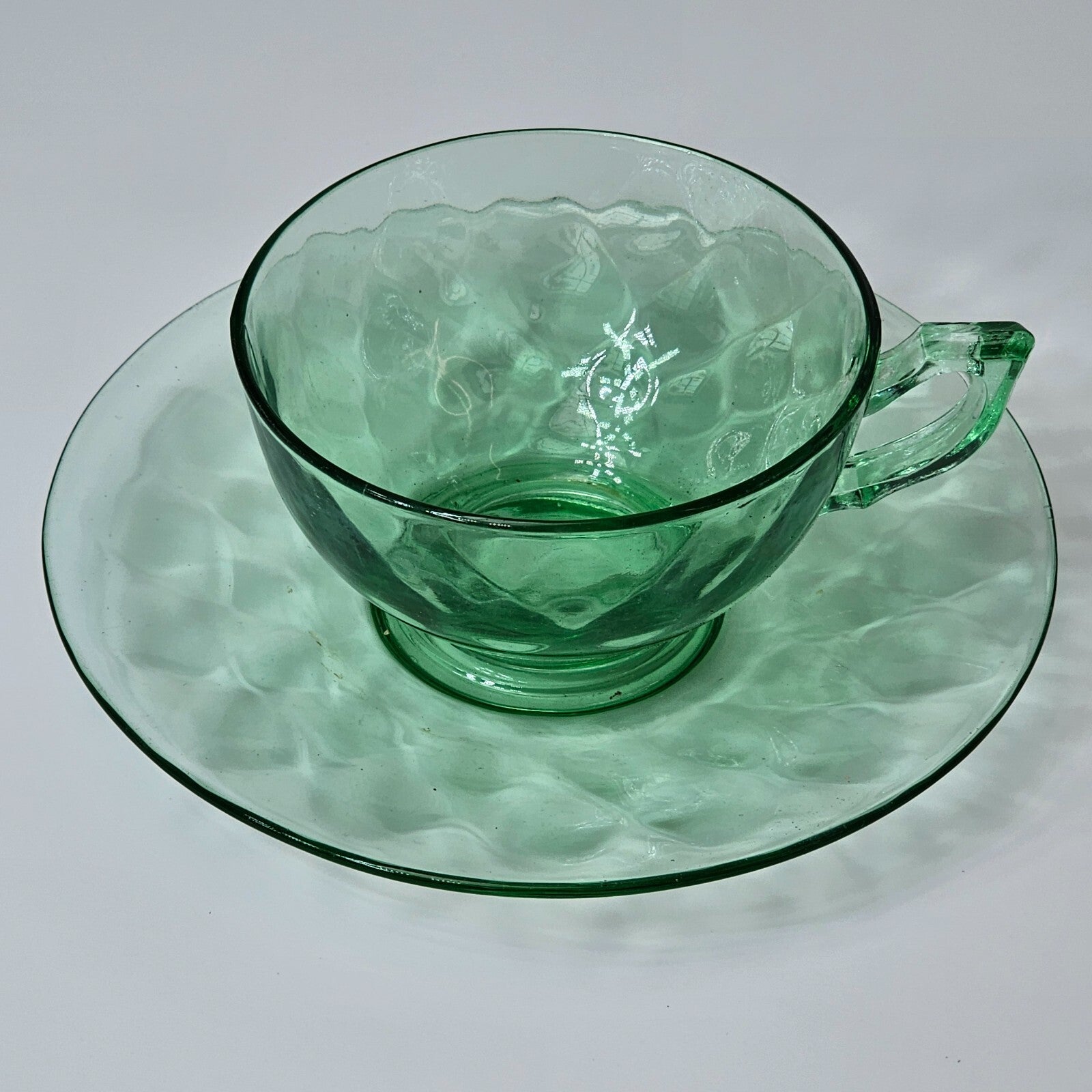 Heisey Yeoman Green Cup & Saucer Set (B)