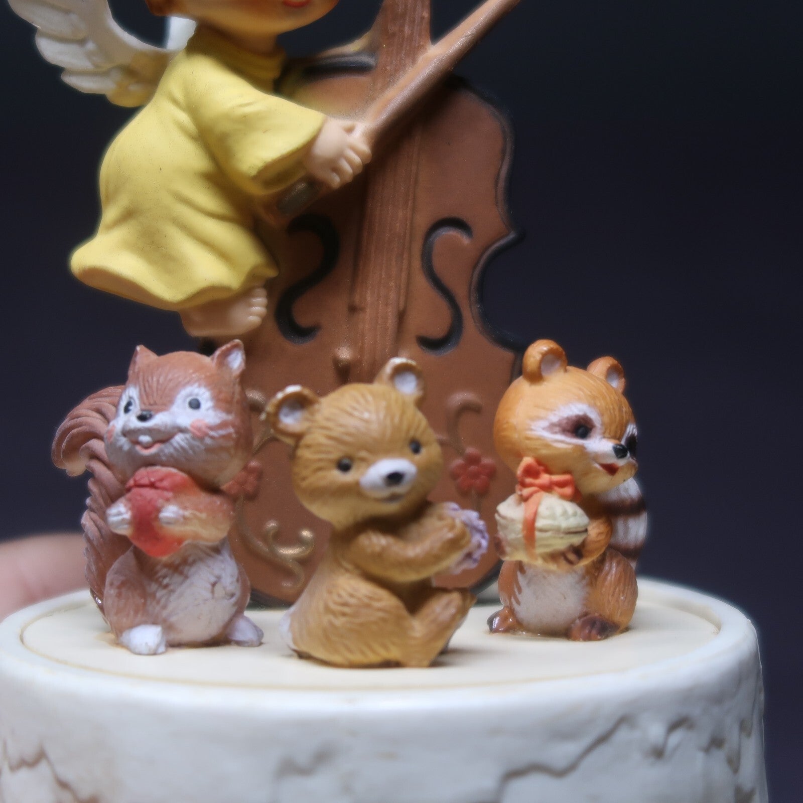 Christmas Angel Music Box with Bear Squirrel & Racoon " A Christmas Festival "