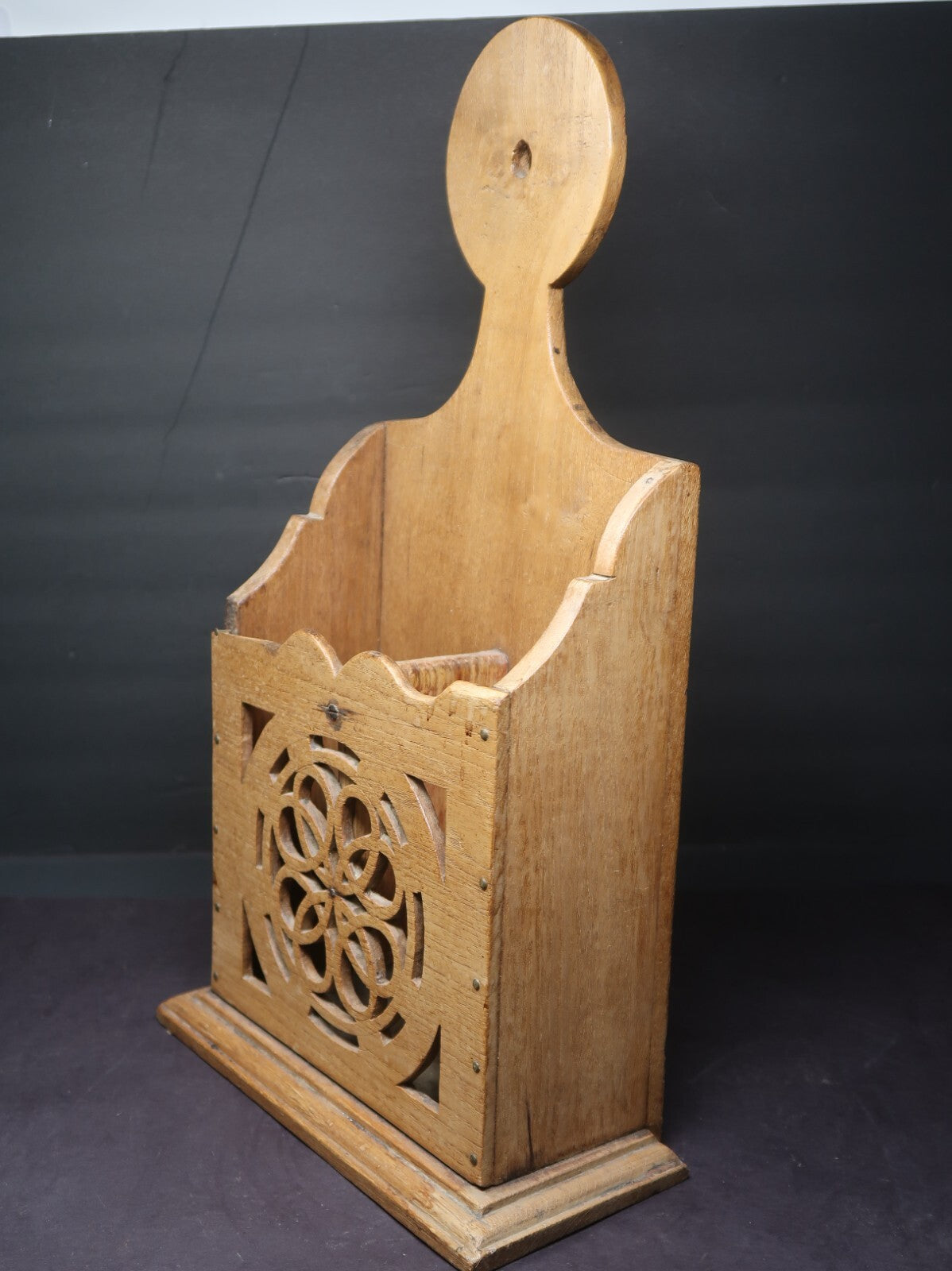 Antique Handmade Wood Mail Box Wall Letter Sorter 10.5" W x 4.75" D x 18.75" H