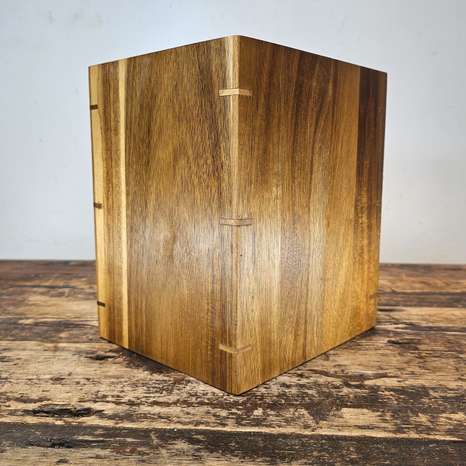 Medium Acacia Wood Wastebasket - Storage Container 8.5"L × 7.25"W × 10"H